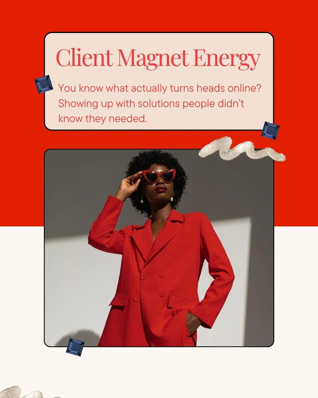 Client Magnet Energy 

You know what actually turns heads online?
Showing up with solutions people didn&rsquo;t know they needed.

The moment a CEO hears:
&ldquo;I built you a content system that drafts, organizes, and ships in your voice.&rdquo;
Eve