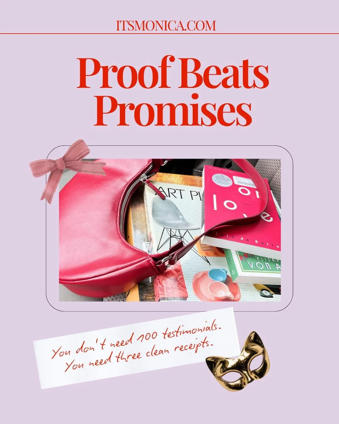 Proof Beats Promises

You don&rsquo;t need 100 testimonials.
You need three clean receipts.

A screenshot.
A before/after.
A clear timeline.

Executives buy clarity, not clever.

&rarr; One-page proof
&rarr; Three outcomes
&rarr; Seven-word headline
