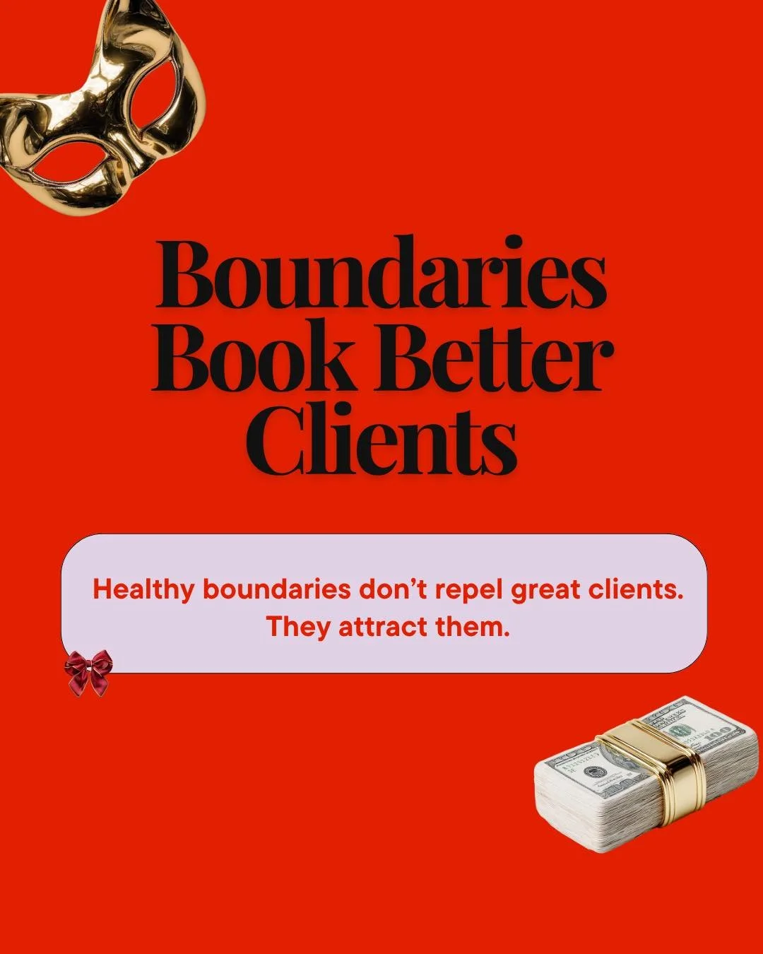 Boundaries Book Better Clients

Healthy boundaries don&rsquo;t repel great clients.
They attract them.

Set turnaround times.
Meeting windows.
Revision limits.

People who want chaos will leave.
People who want results will lean in.

&rarr; Write it
