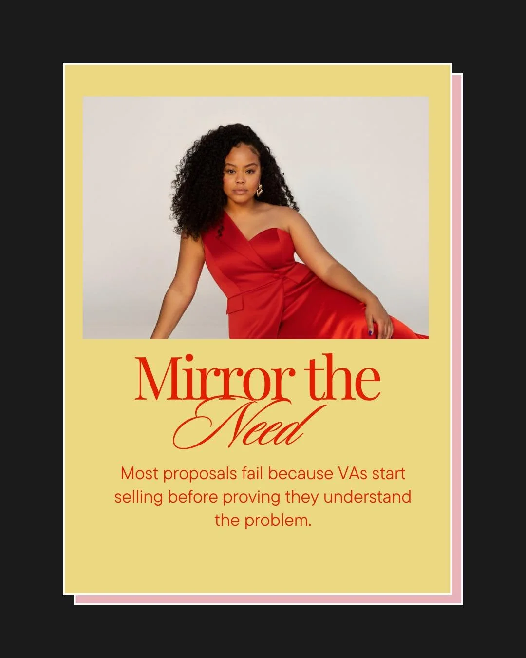 Mirror the Need

Most proposals fail because VAs start selling before proving they understand the problem.

Clients need to know you read their RFP. That you understand their specific challenge. That you are not just copy-pasting a template.

Mirror 