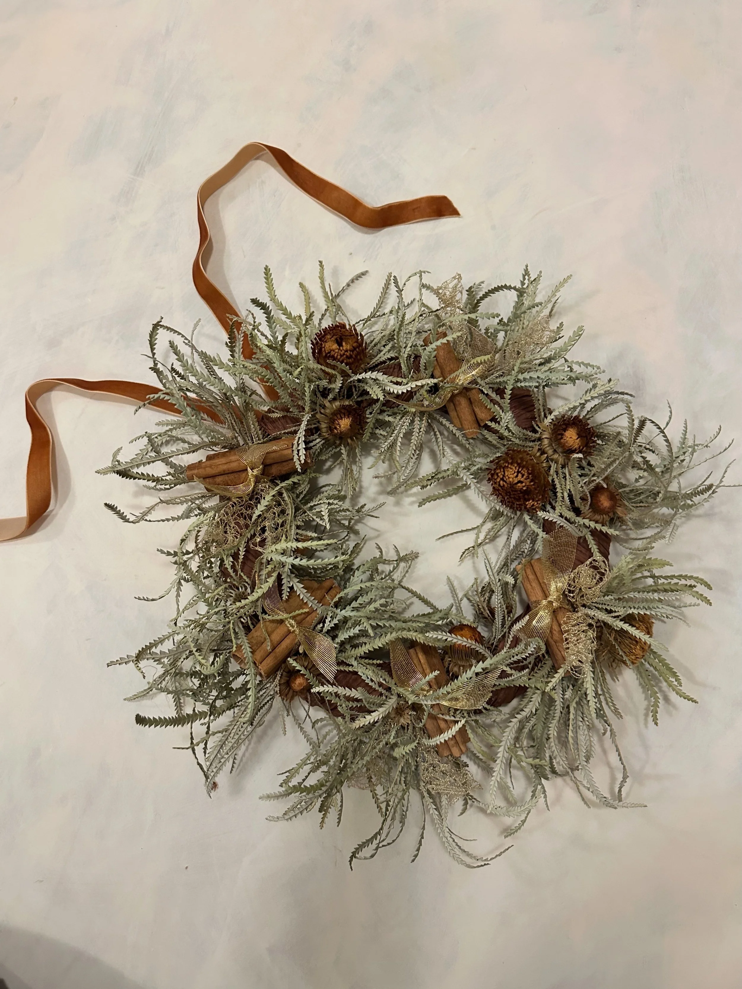 Bronze banksia wreath