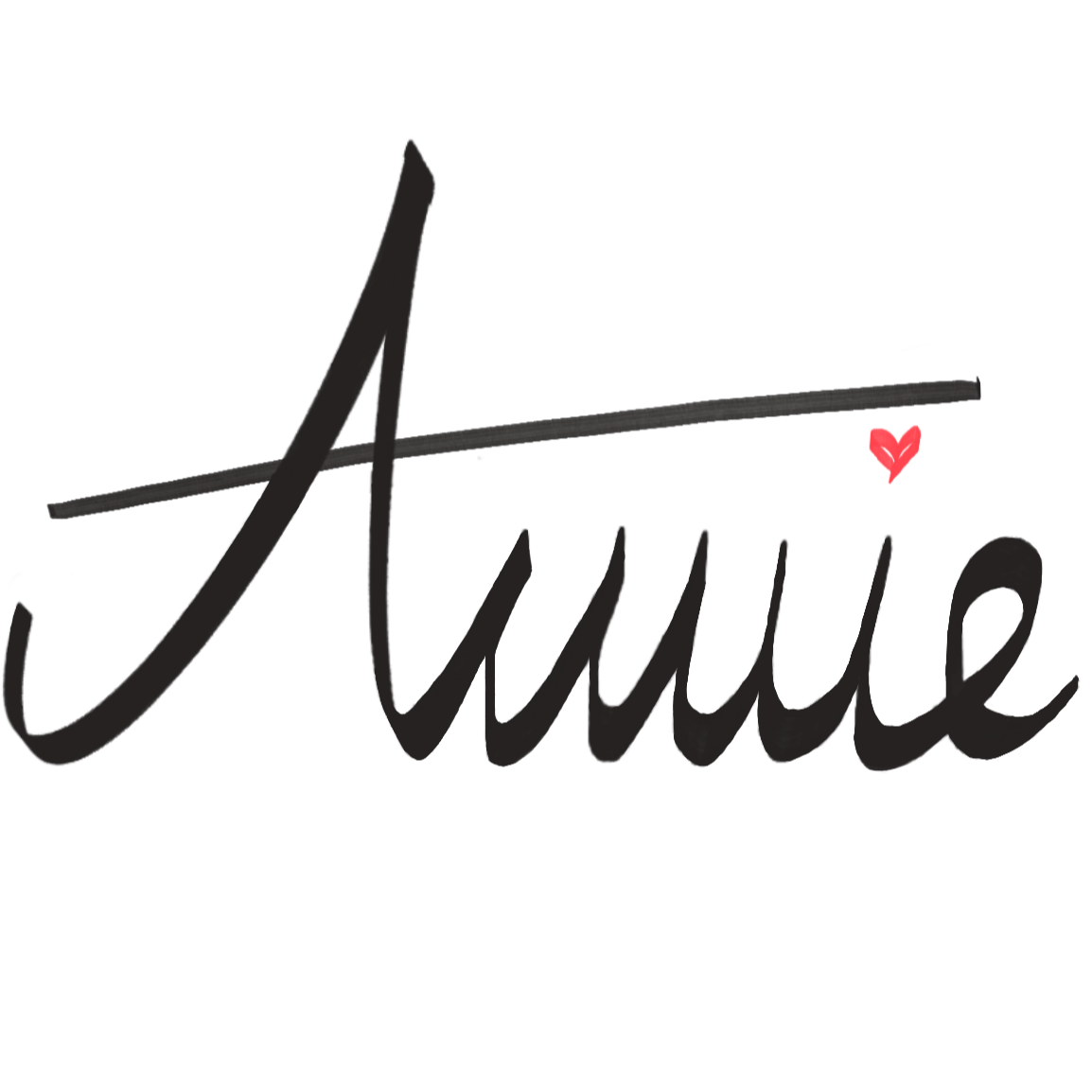 Handwritten style text that says 'Autumn' with a small red heart above the letter 'm'.