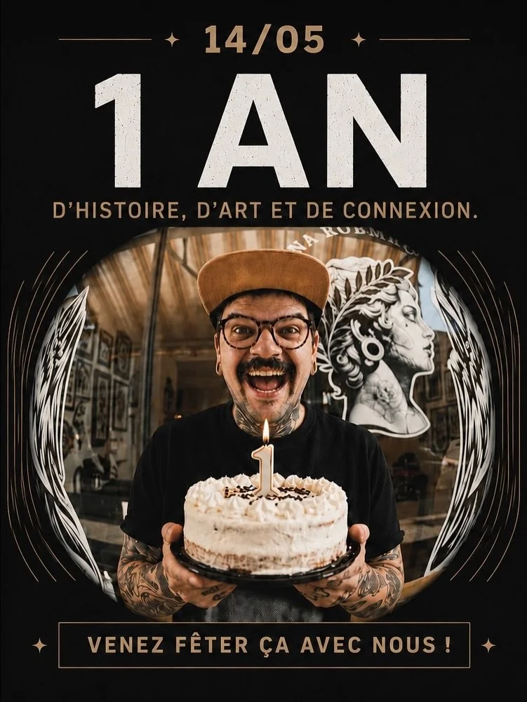 1 an d&eacute;j&agrave;&hellip; et on voulait c&eacute;l&eacute;brer &ccedil;a avec les personnes qui font partie de cette histoire 🖤

Le 14/05 &agrave; partir de 17h, on vous attend au studio pour partager un moment simple entre amis, clients et bo