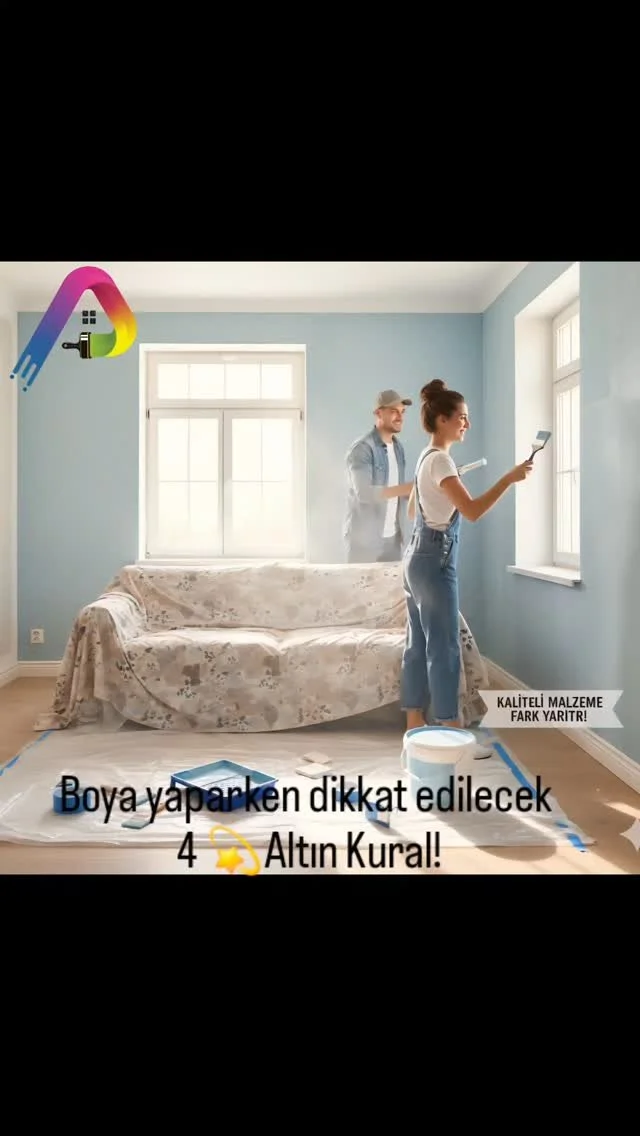 Evinin enerjisini değiştirmeye hazır mısın? Boya işini erteleme! İşte sana iz bırakmayan, temiz ve kusursuz bir boyama deneyimi için bilmen gereken 4 altın kural:
1. Kapsamlı Hazırlık = Yarı Başarı!
• Koruma Şart: Mobilyaları odanın o