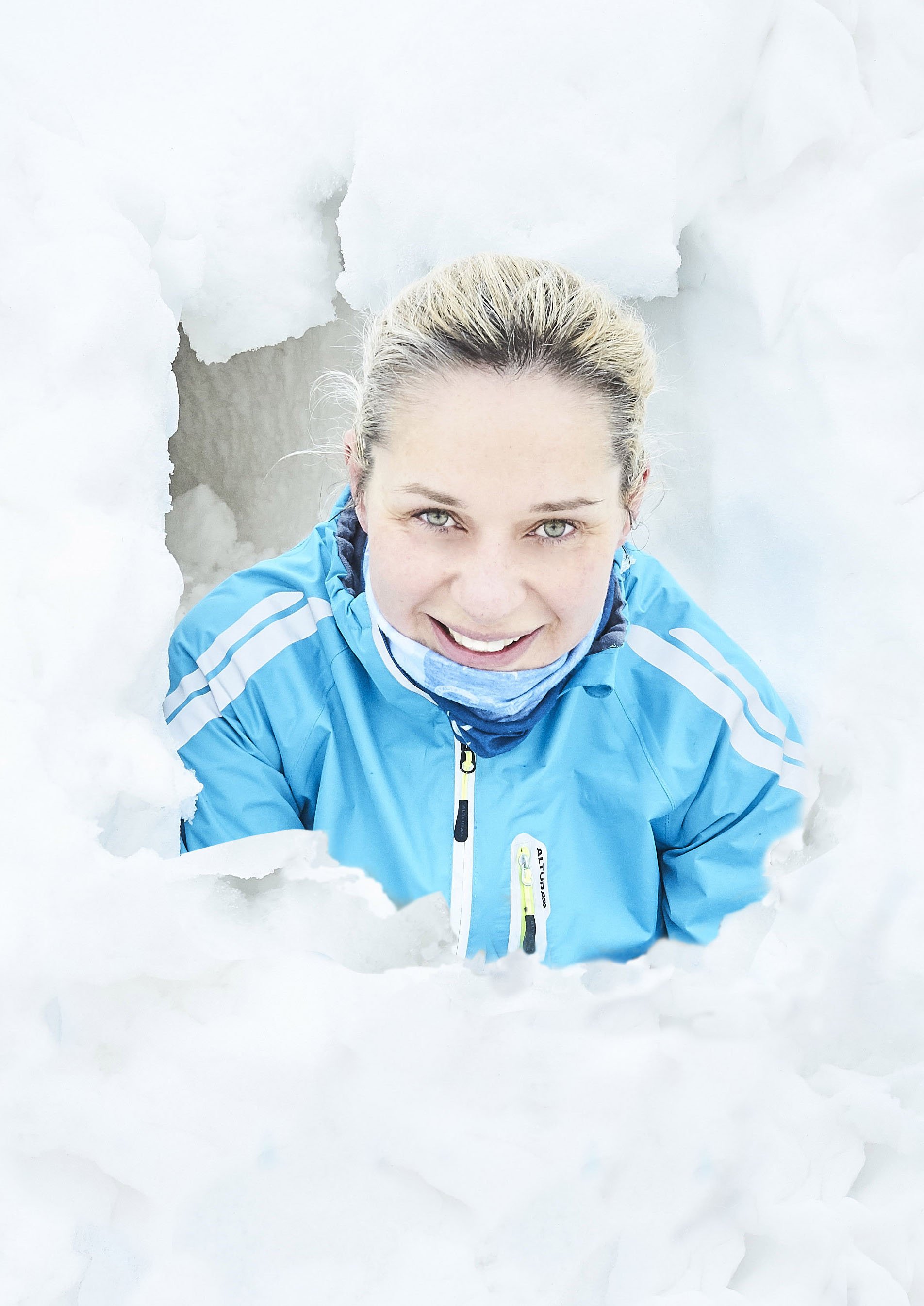 Ali Cooper photographed in the snow for her social media feeds. Charles is an expert portrait photographer and is famed for taking relaxed        images of his clients.