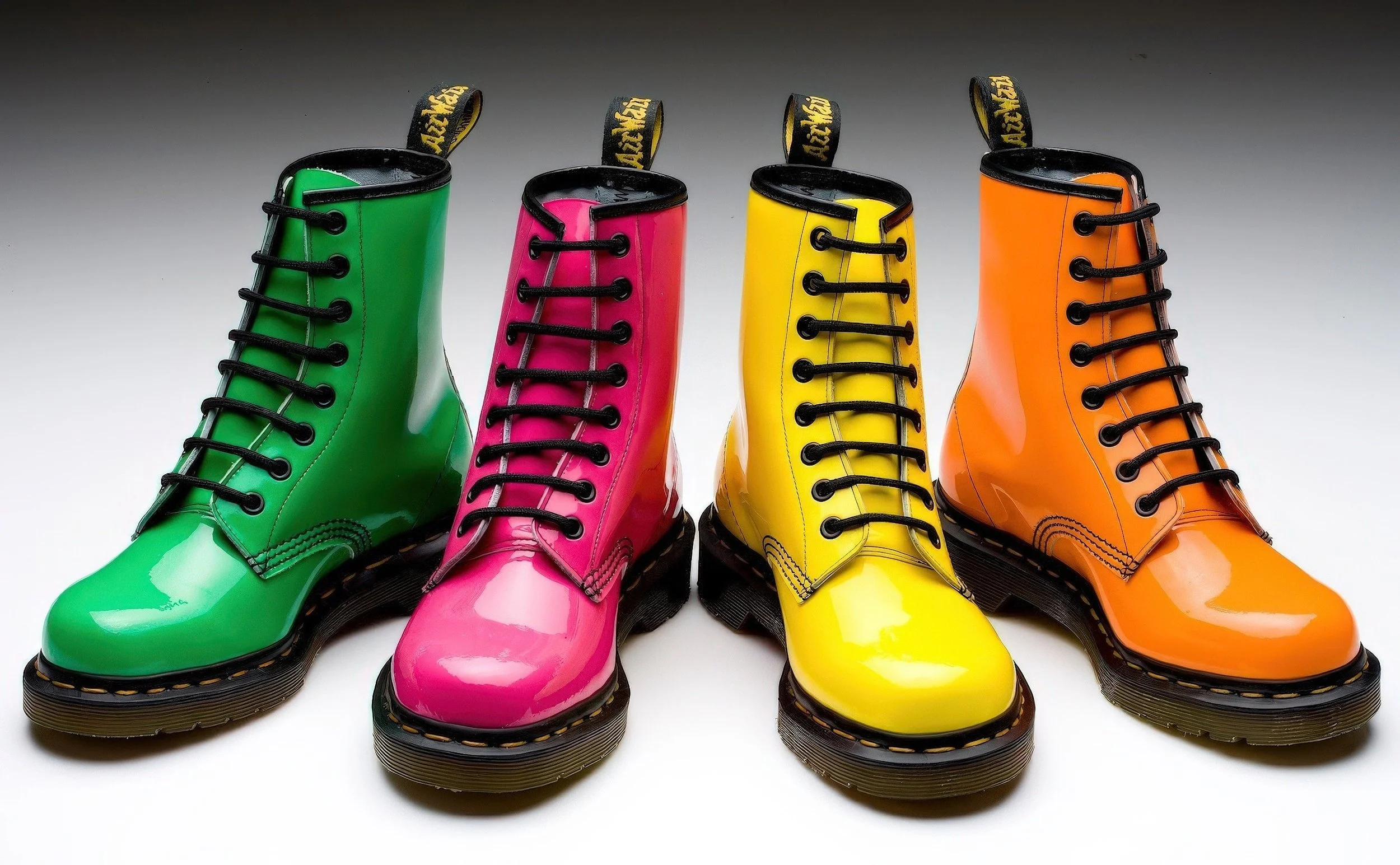 Doc Martens boots being photographed by Charles Ward at Farm Studios. Charles worked with Dr Martens for over 27 years, working form his studio at Farm Studios in Earls Barton