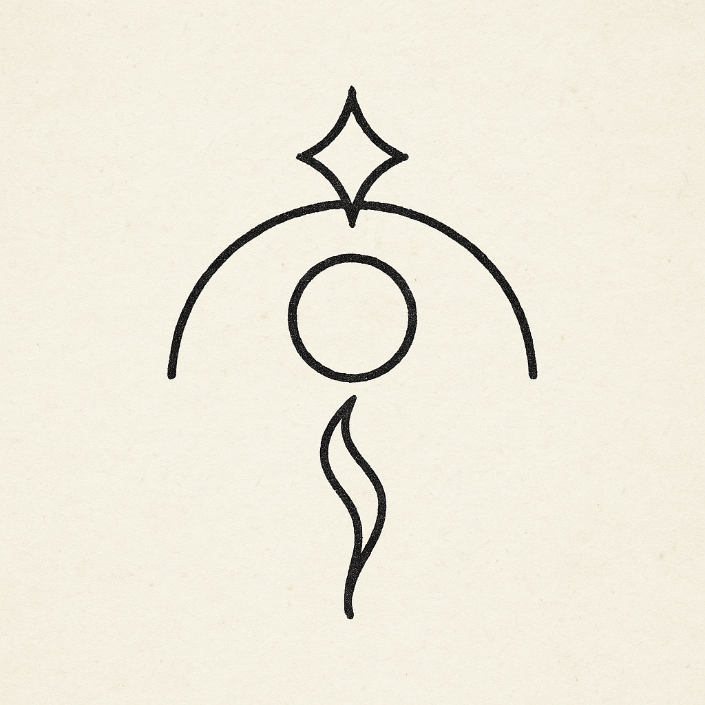 Lightbody sigil — a symbolic design representing breath, scrolls, and the quiet remembrance of the soul.