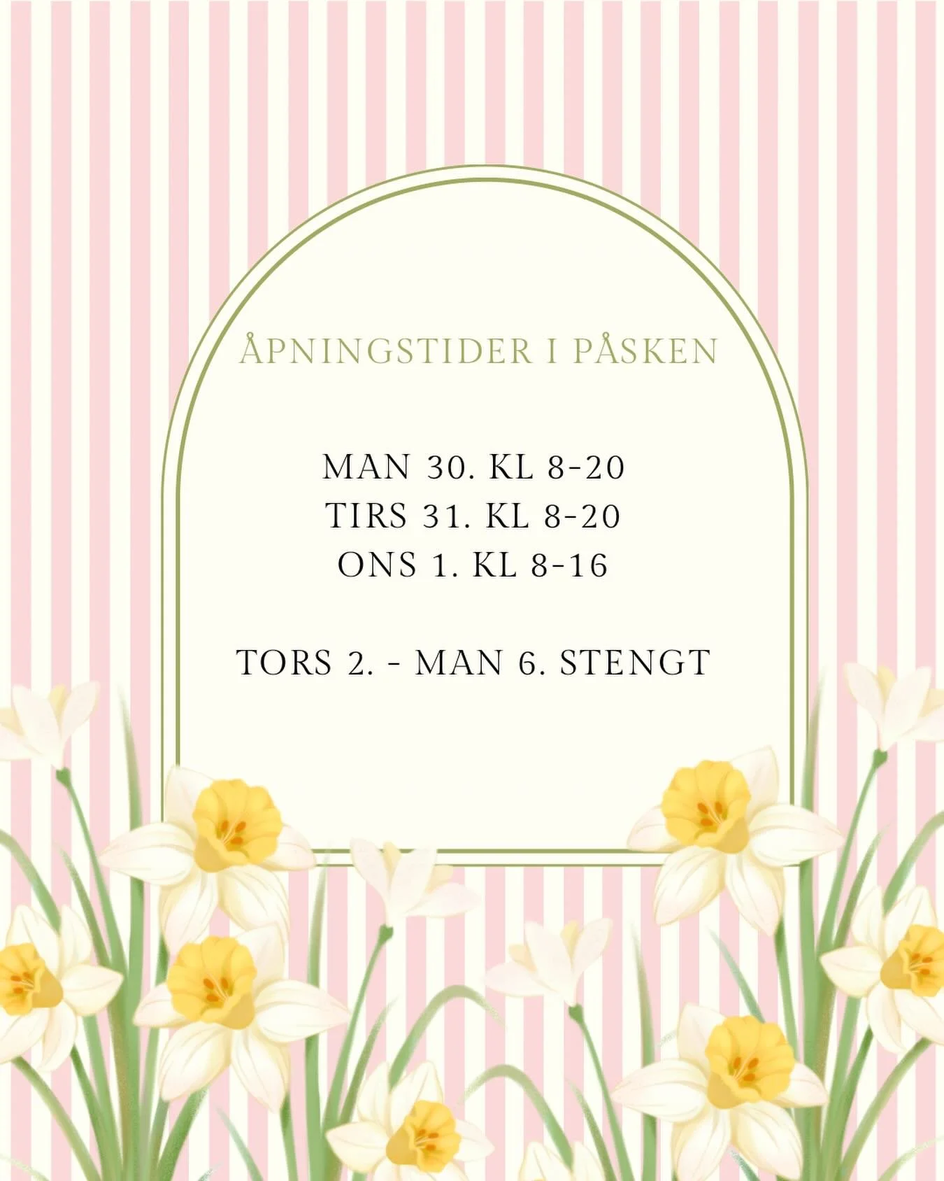 🌼Slik holder vi &aring;pent i p&aring;sken🌼

Ved behov for akutt hjelp i p&aring;sken, kontakt vakthavende veterin&aelig;r i omr&aring;det du befinner deg i 🐾

&Oslash;nsker alle to- og firbeinte en god p&aring;ske!🐣