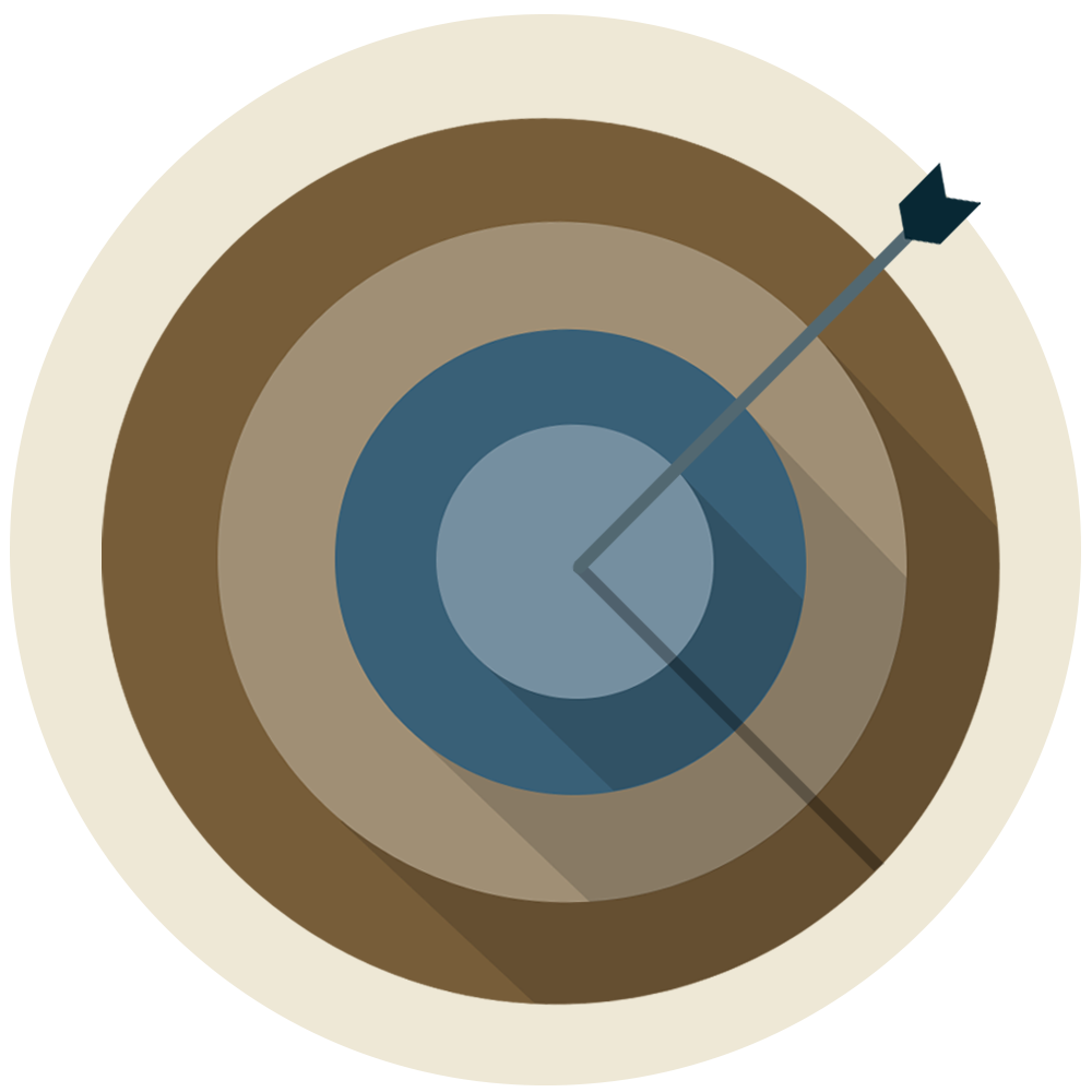 Illustration of target with arrow hitting the bullseye