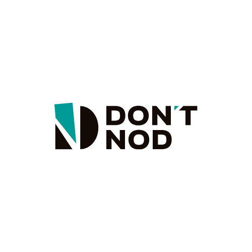A logo with a stylized letter 'D' in teal, black, and white, accompanied by the text 'DON'T NOD' in bold black letters.