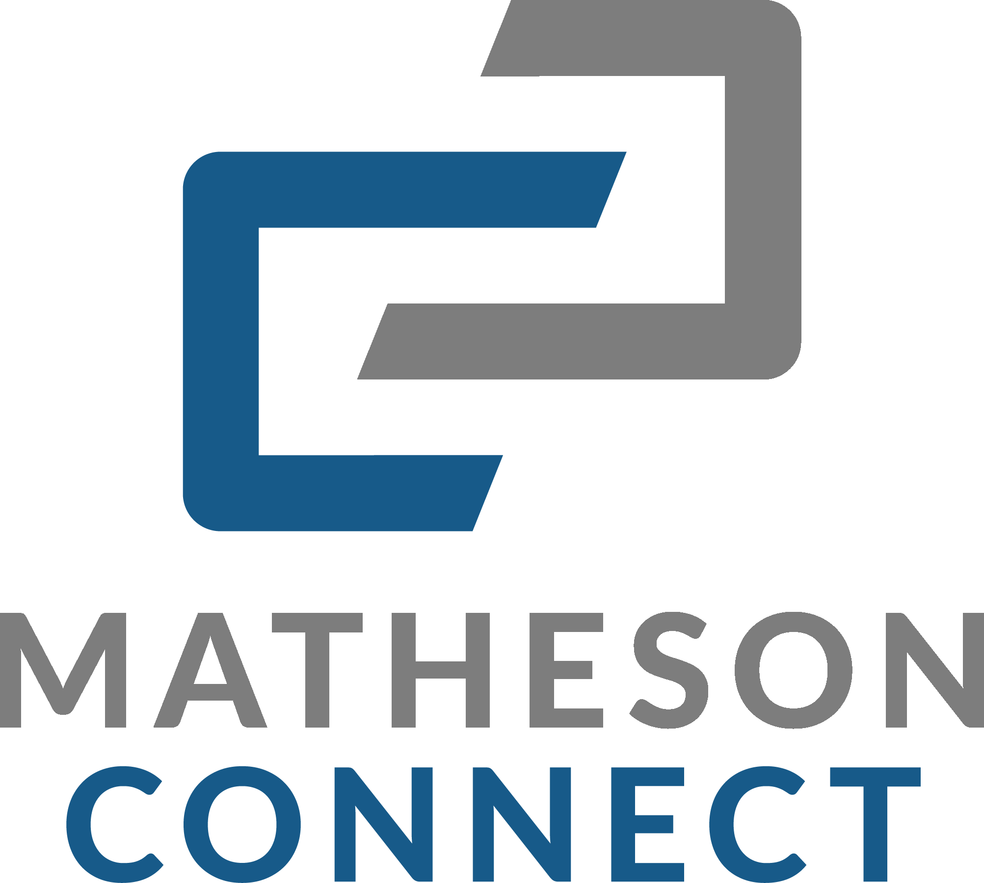 Logo for Mathews County, Virginia, featuring a stylized letter 'M' with navy blue, gray, and black elements and the text 'Mathews County, Virginia' underneath.