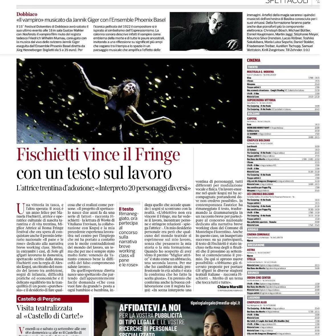 Grazie ๐Corriere del Trentino e Chiara Marsilli per ricordarci ancora di un'esperienza bellissima che è stata il Roma Fringe Festival e il premio vinto dalla nostra Manuela Fischietti come Miglior attrice.
Ma la storia degli Sfigati continu