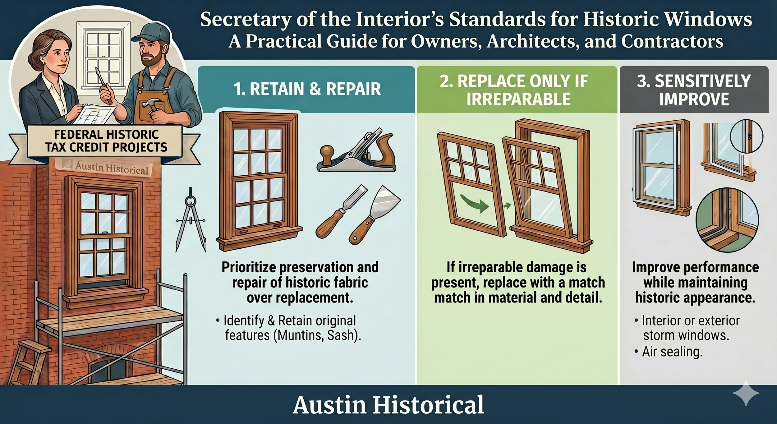 Secretary of the Interior’s Standards for Historic Windows: A Practical Guide for Owners, Architects, and Contractors
