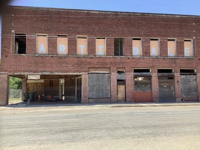 Restored 1924 Martindale Motor Corporation Building in downtown Martindale, Texas