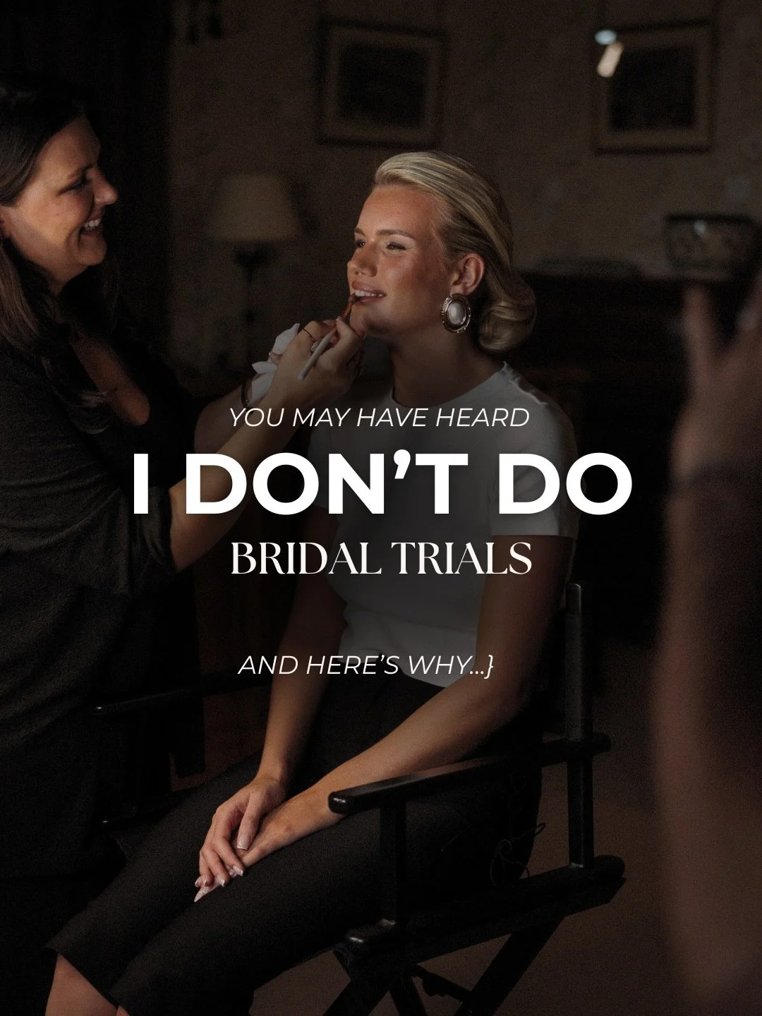 As a Pro MakeUp Artist of 20+ yrs, I don&rsquo;t do bridal trials.

Here&rsquo;s why &mdash;

No one&rsquo;s on &lsquo;trial&rsquo;.

Exceptional hair and makeup is a collaboration.

And for that reason, I coined the industry term &lsquo;preview&rsqu