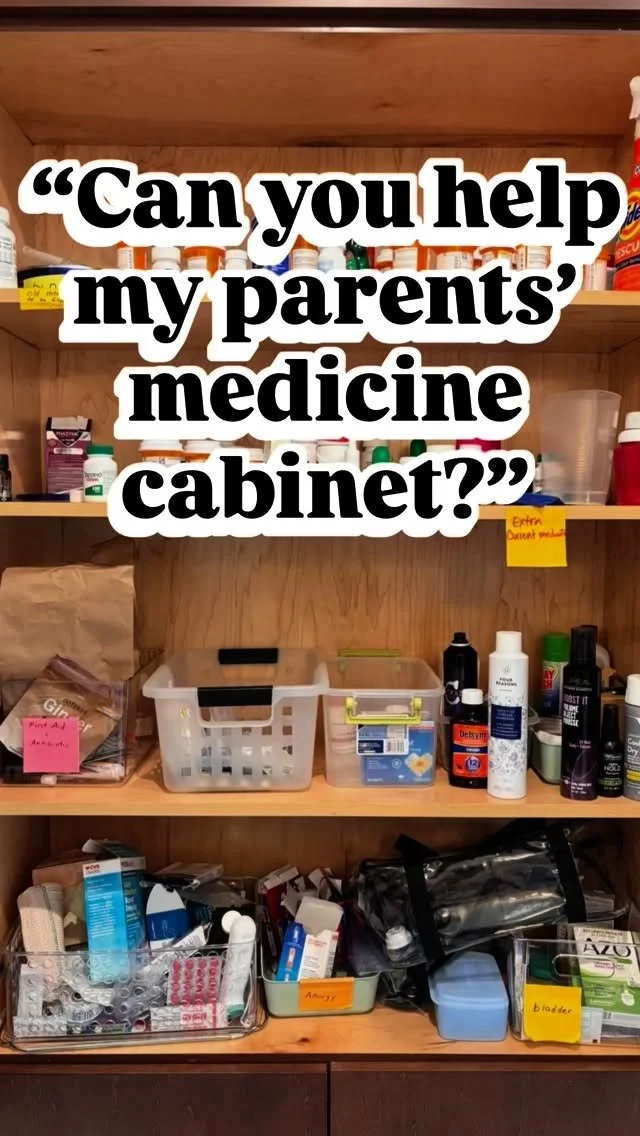 I got a request to help with a medicine cabinet for some elderly clients. I could tell they already liked to group items by body system so I lead with that and improved upon it with these awesome divided @brightroombytarget bins from target. Now they