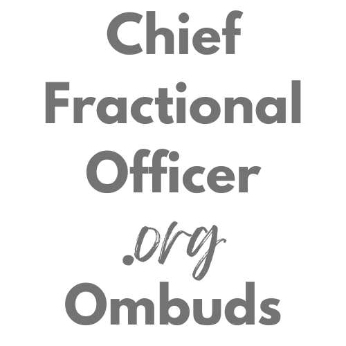 Text reading 'Chief Fractional Officer .org Ombuds' in gray font on a white background.