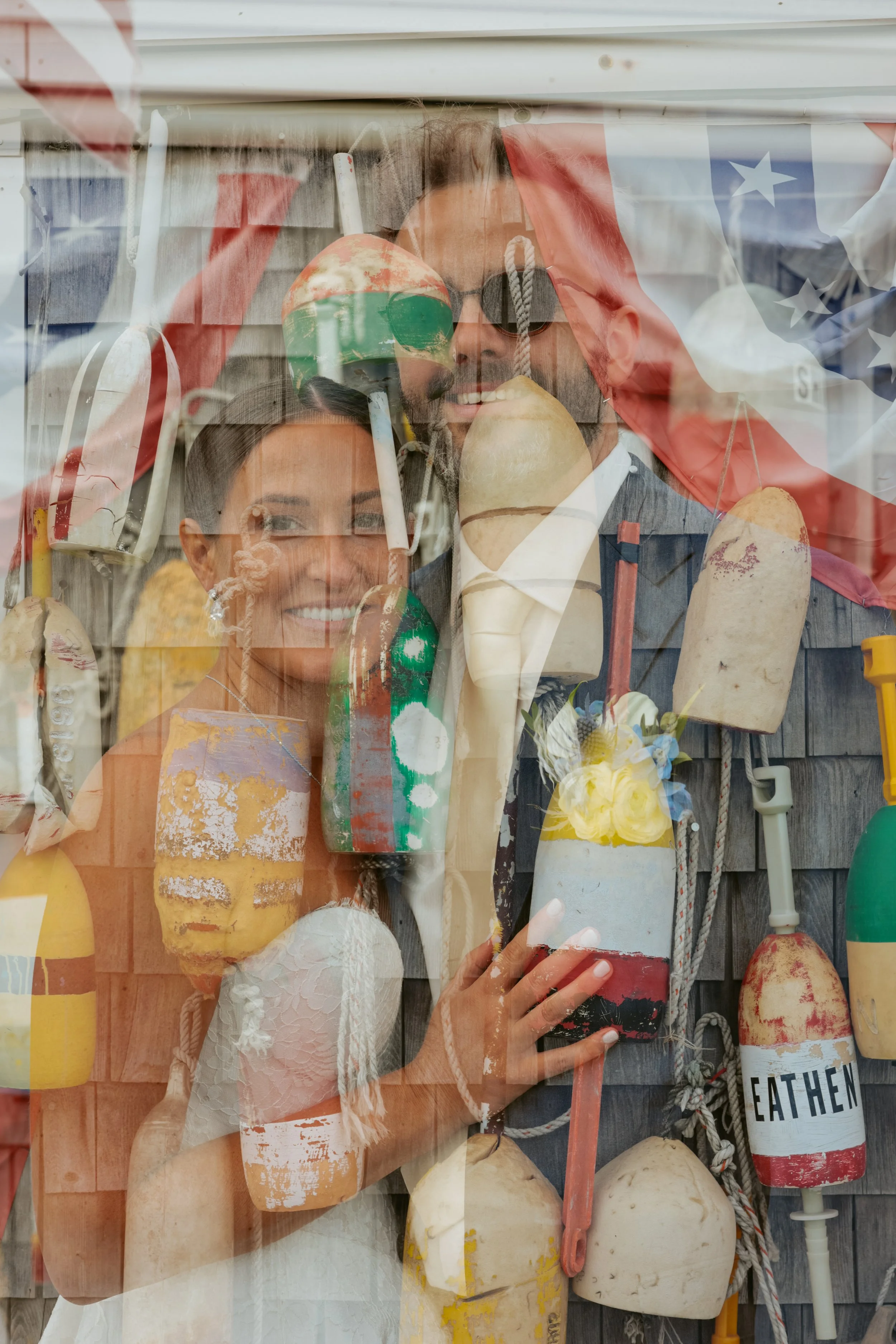 Double exposure alternative wedding photography on cape cod at sesuit harbor