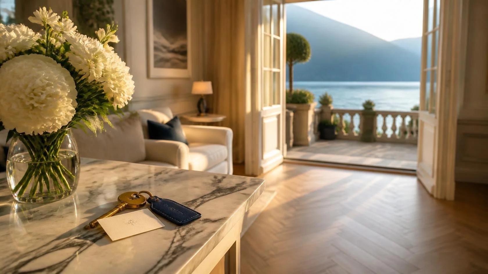 Living room of a luxury Lake Como holiday rental managed by Aura