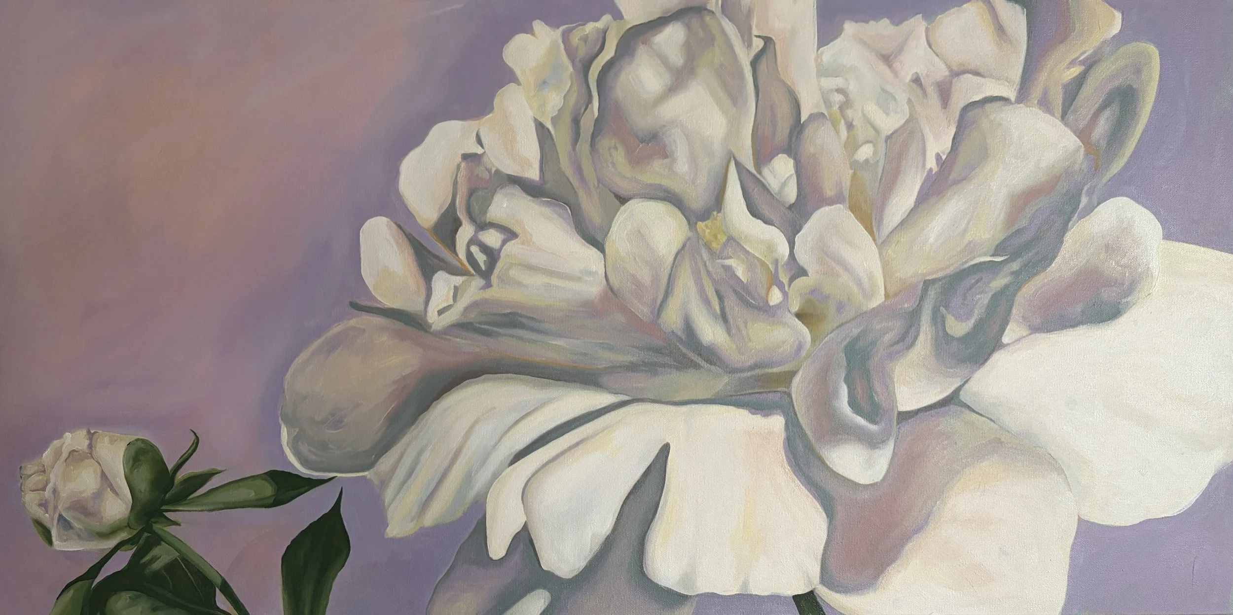 "peonies beside the house"
oil on canvas
20" x 40"