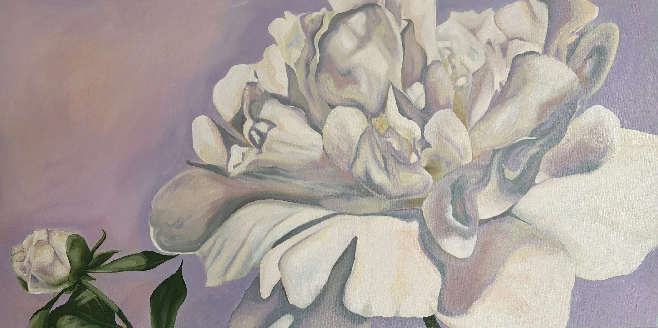 "peonies beside the house"
oil on canvas
20" x 40"