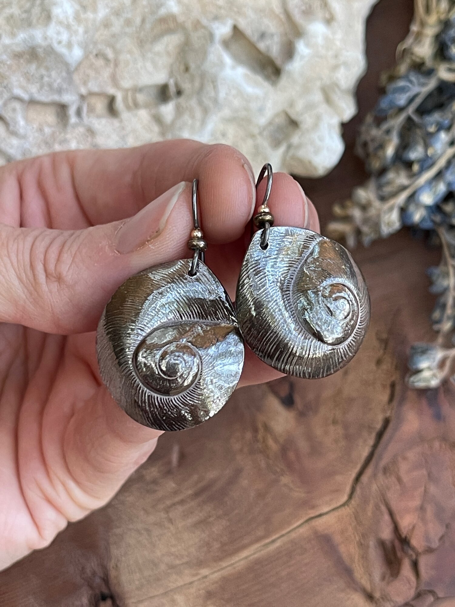 Large Silver Snail Shell Earrings 1.jpeg