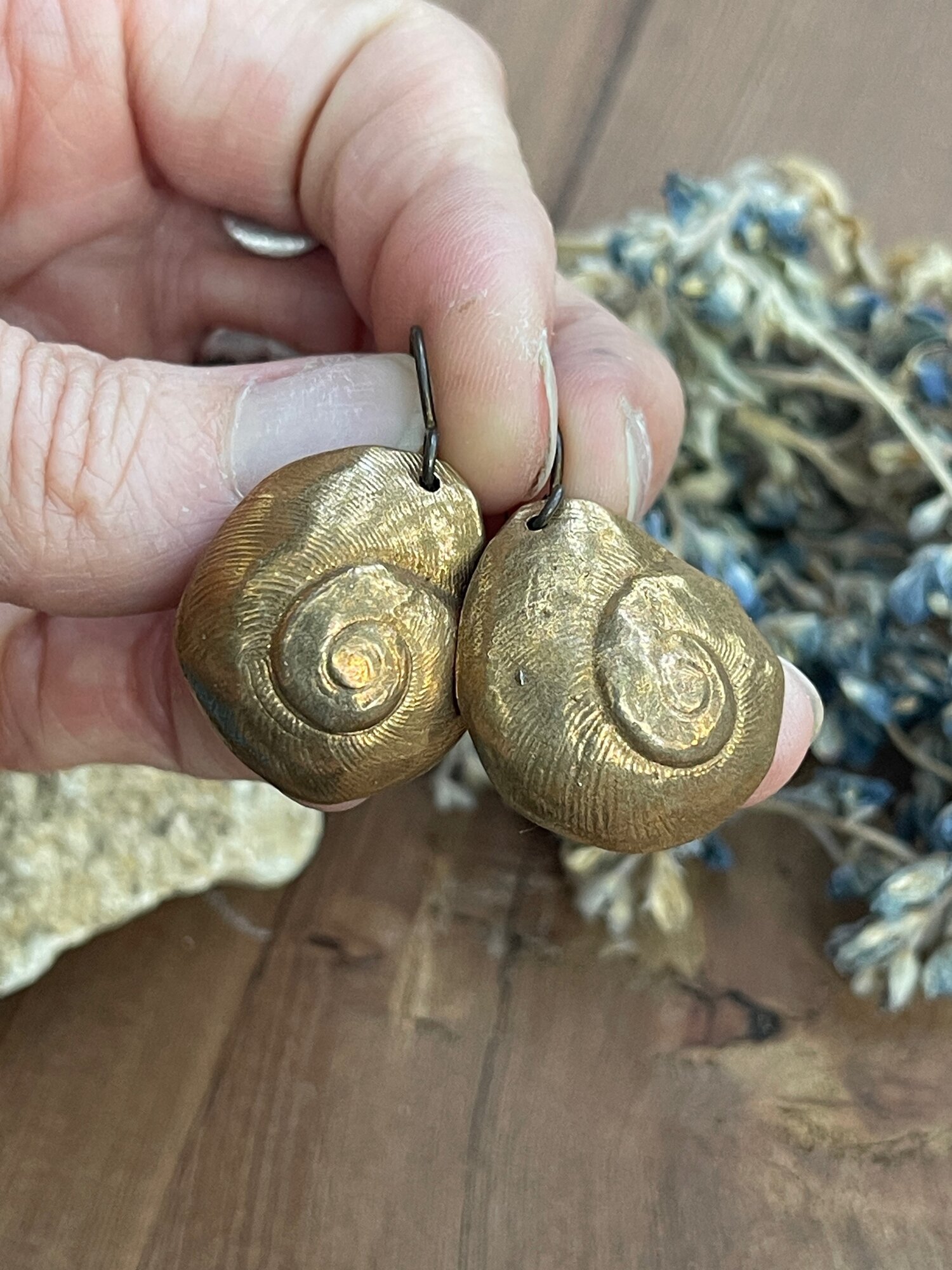 Bronze Large Snail Shell Earrings 1.jpeg