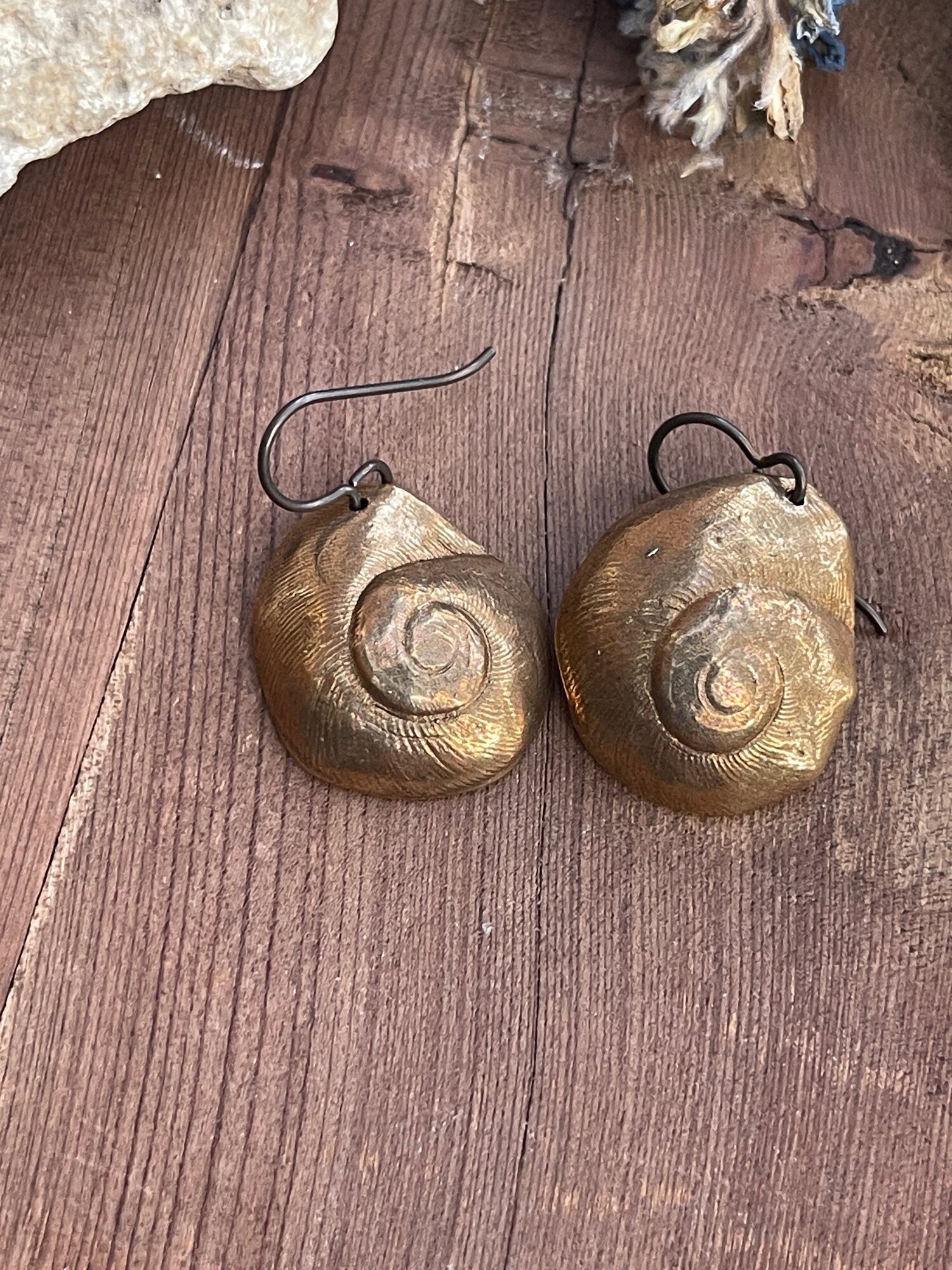Bronze Large Snail Shell Earrings 2.jpeg