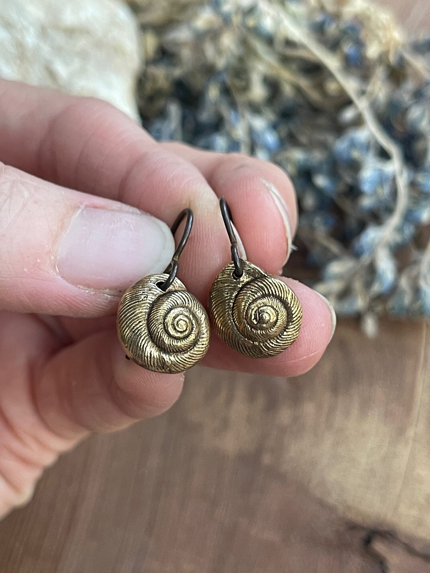 Bronze Snail Shell Earrings 1.jpeg