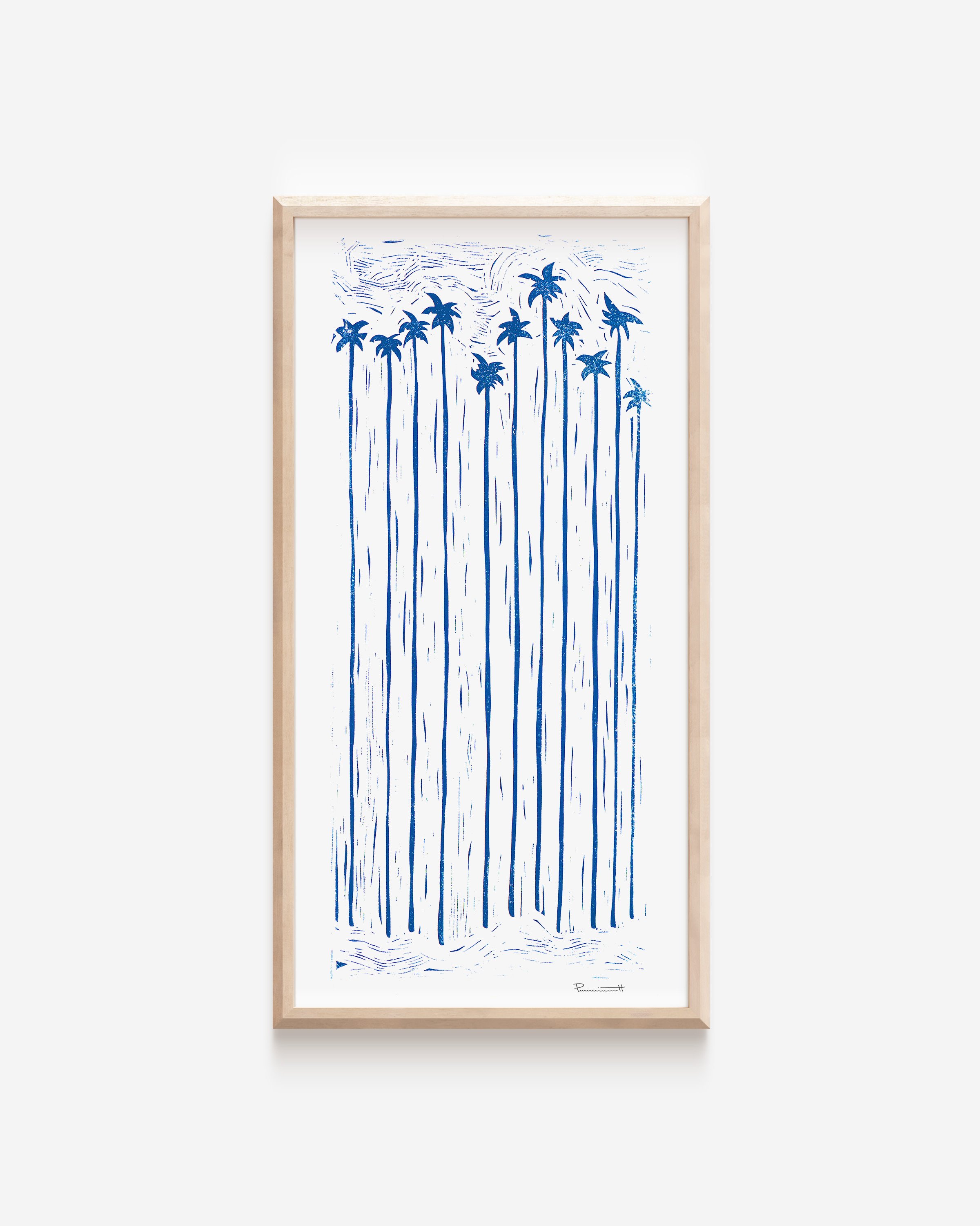 Blue Palms in Wood Frame.jpg
