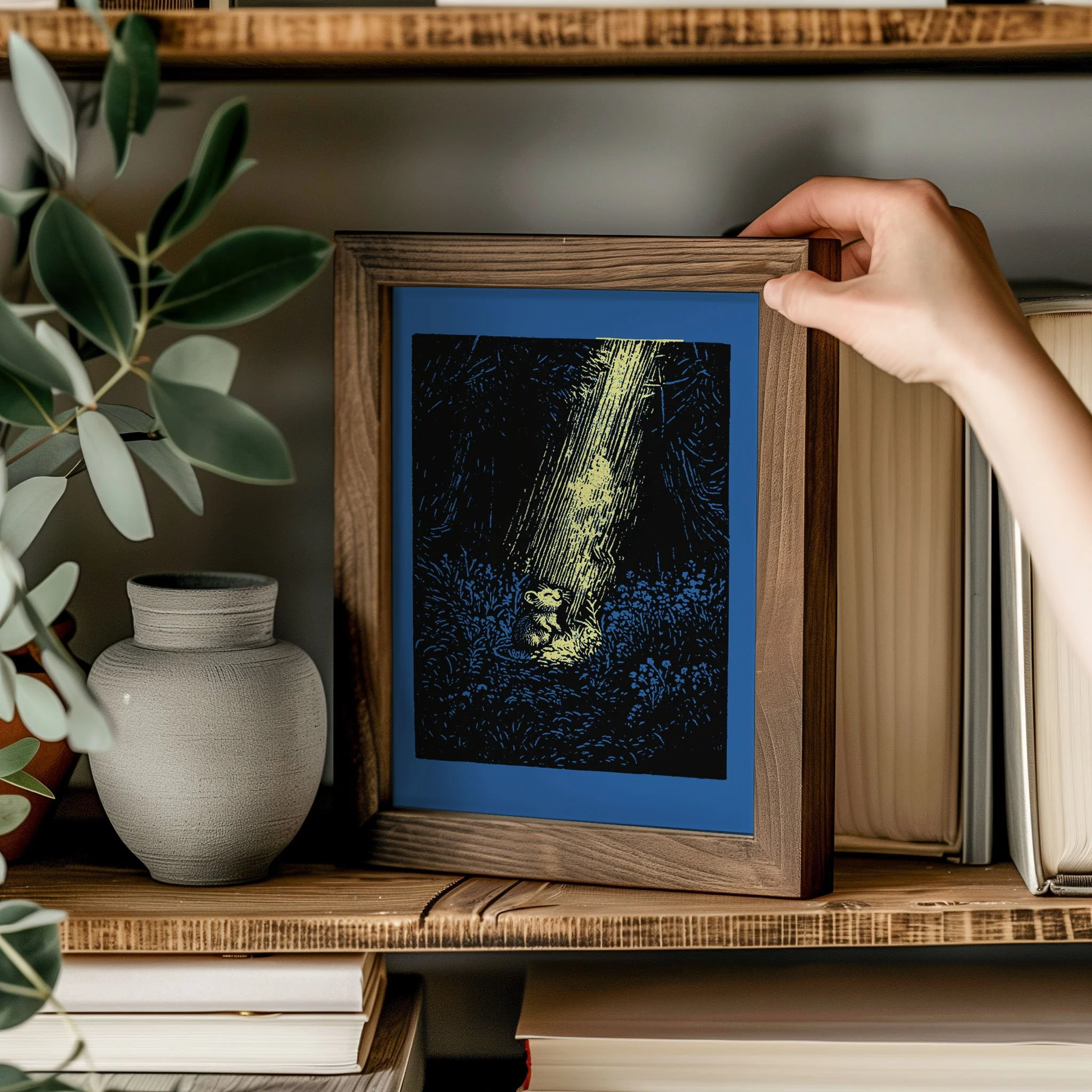 Blue and Black Mouse on Bookcase.jpg