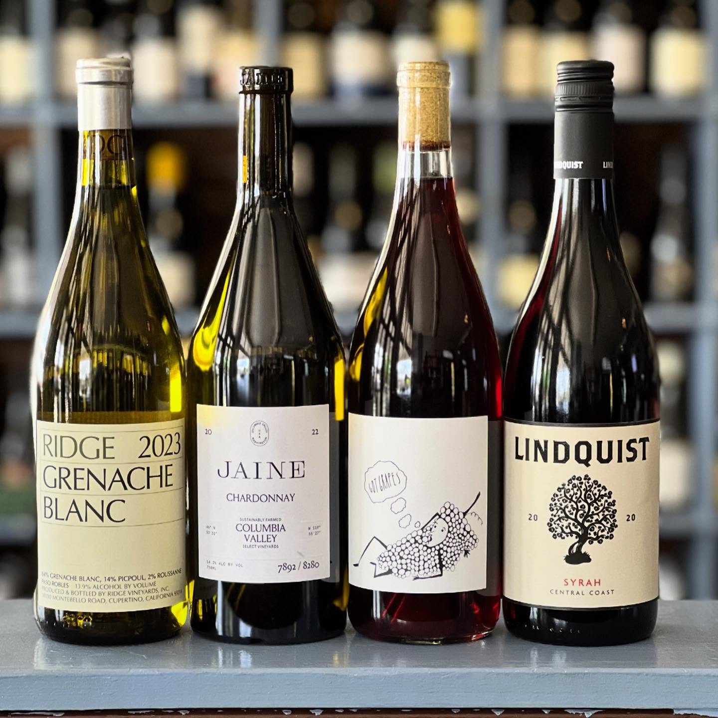 No pretense, just fun and relaxation, in our cozy little space. Meet your friends, or make some new ones while you&rsquo;re here! Today&rsquo;s tasting includes a #grenacheblanc from #ridgewinery , a #chardonnay from #jainewineco in #columbiavalley ,