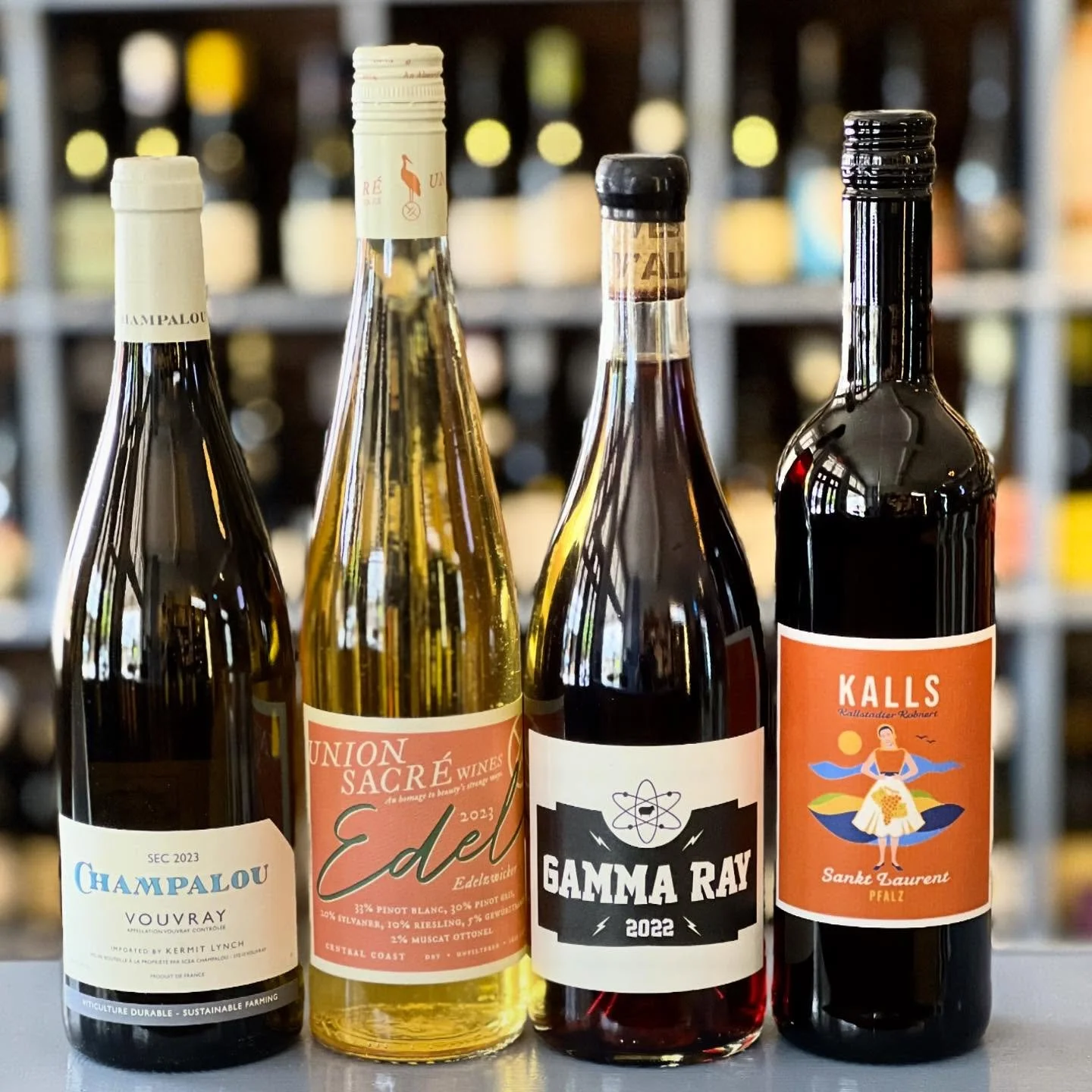 Tasting Thursday tomorrow! Getting out there early with tomorrow&rsquo;s picks: #champalou #vouvray is back, and a soft, gulp-worthy #edelzwicker blend from #unionsacrewines , one of #andrehmack and his #maisonnoir chillable red blends, and lastly a 