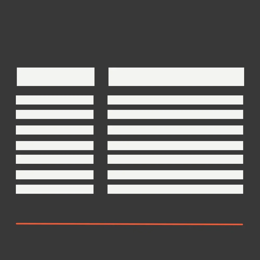 Geometric drawing of an outline square with sections divided by vertical, horizontal, and diagonal lines.