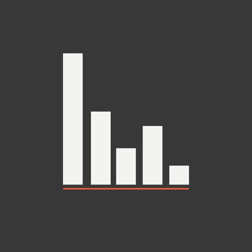 Geometric drawing of an outline square with sections divided by vertical, horizontal, and half circle lines.