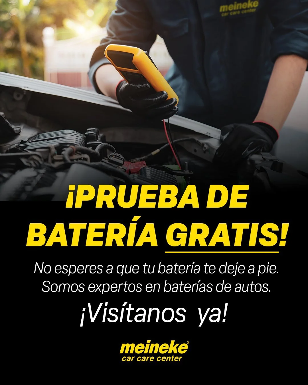 🔋🚗 &iexcl;NO TE QUEDES A PIE!
📍 Prueba de Bater&iacute;a GRATIS en tu auto
&iquest;Tu auto tarda en prender? &iquest;Luces tenues?
 Hazle la prueba HOY MISMO con nuestro equipo profesional.
✅ Prueba de bater&iacute;a 100% GRATIS
 ✅ Revisi&oacute;n
