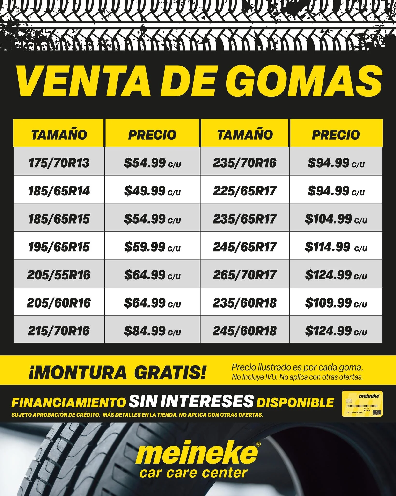 🚙💨 &iexcl;Dale vida nueva a tu carro con gomas nuevas de Meineke!
M&aacute;s agarre, m&aacute;s seguridad y m&aacute;s confianza en cada viaje. 🛞✨

⚡Oferta v&aacute;lida por tiempo limitado. .
📍Disponible en todas nuestras tiendas Meineke.
🔧Tu a