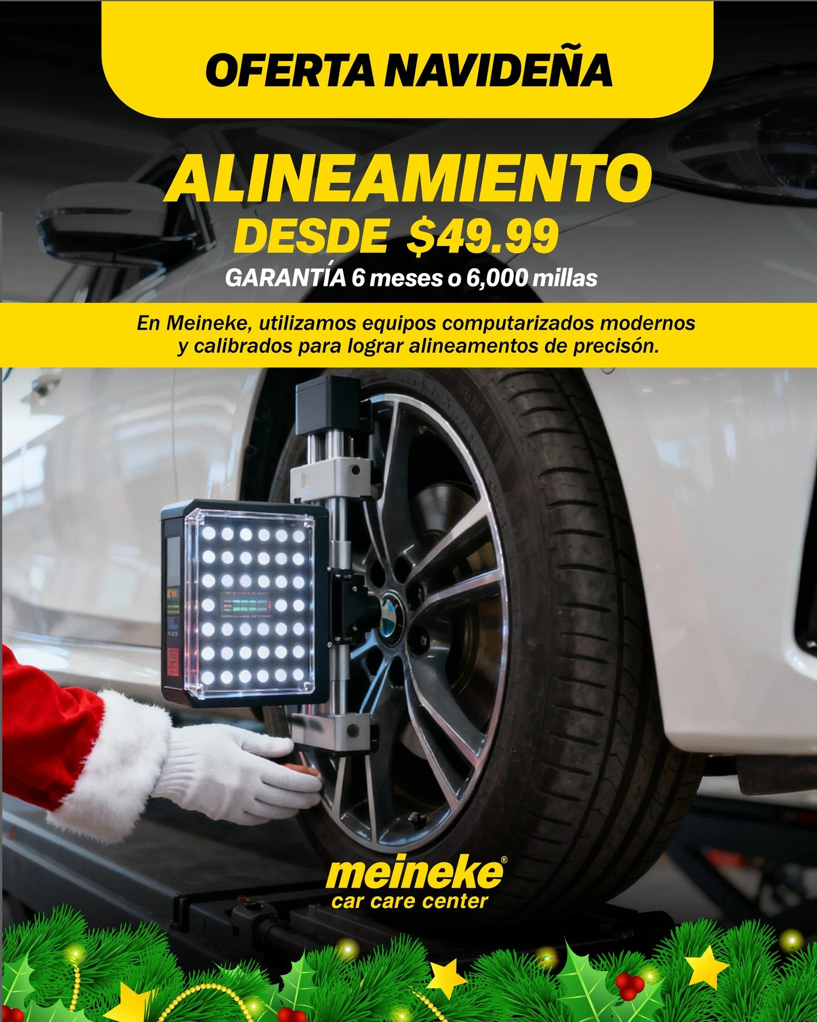 &iexcl;Que tu auto vaya derecho como los deseos de Navidad! 🎁✨ Aprovecha nuestra Oferta Navide&ntilde;a de Alineamiento. Conduce seguro y sin desv&iacute;os. 🛣️🚗
⭐ Beneficios de Hacer tu Alineamiento en Meineke
1. Manejo m&aacute;s seguro y establ