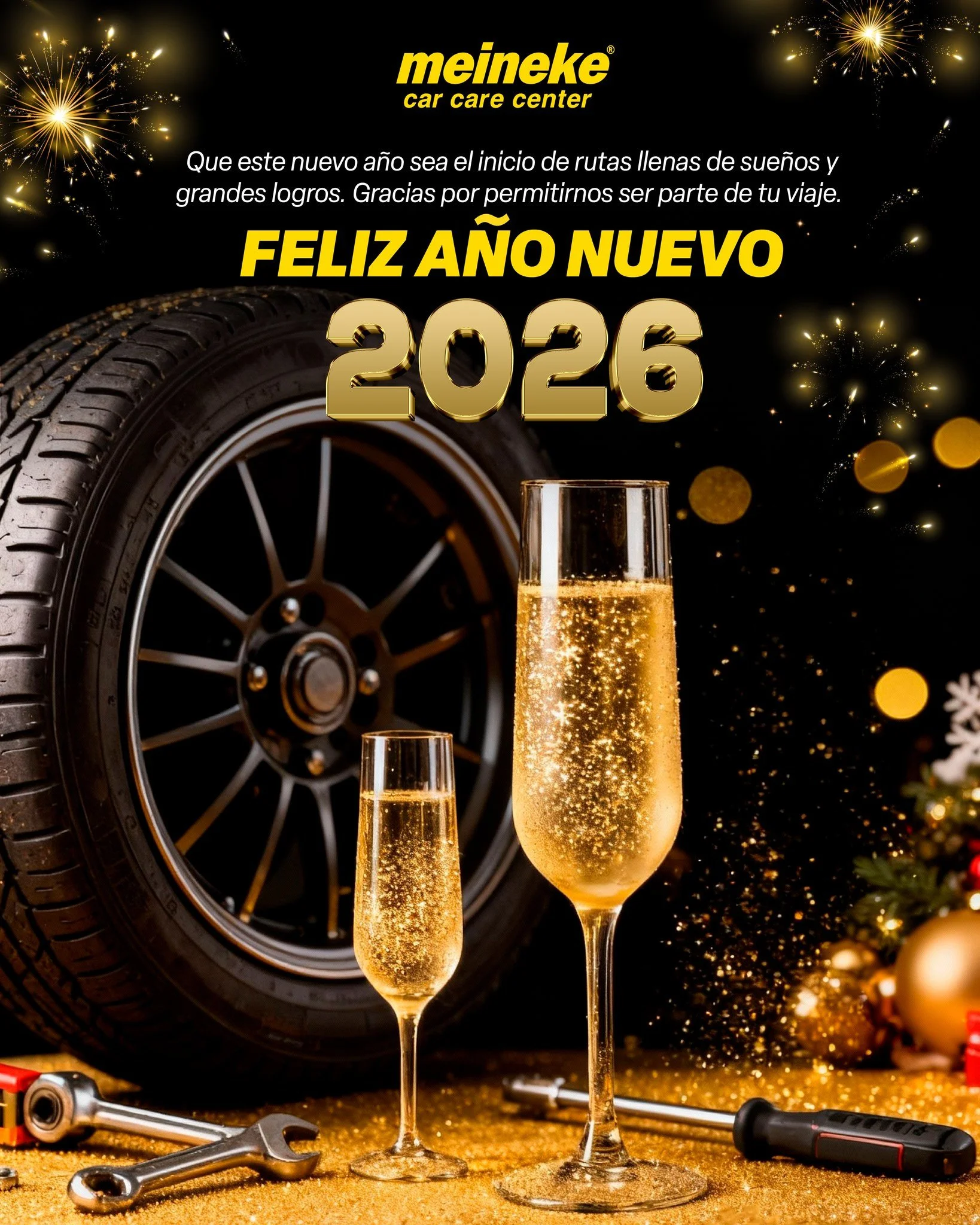 &iexcl;Feliz A&ntilde;o Nuevo 2026! ✨🥂 Que este nuevo a&ntilde;o est&eacute; lleno de rutas de sue&ntilde;os y grandes logros. En Meineke, seguiremos siendo tu copiloto de confianza. 🚗🛣️
#FelizA&ntilde;oNuevo #MeinekePR #RutasDe&Eacute;xito #A&nti