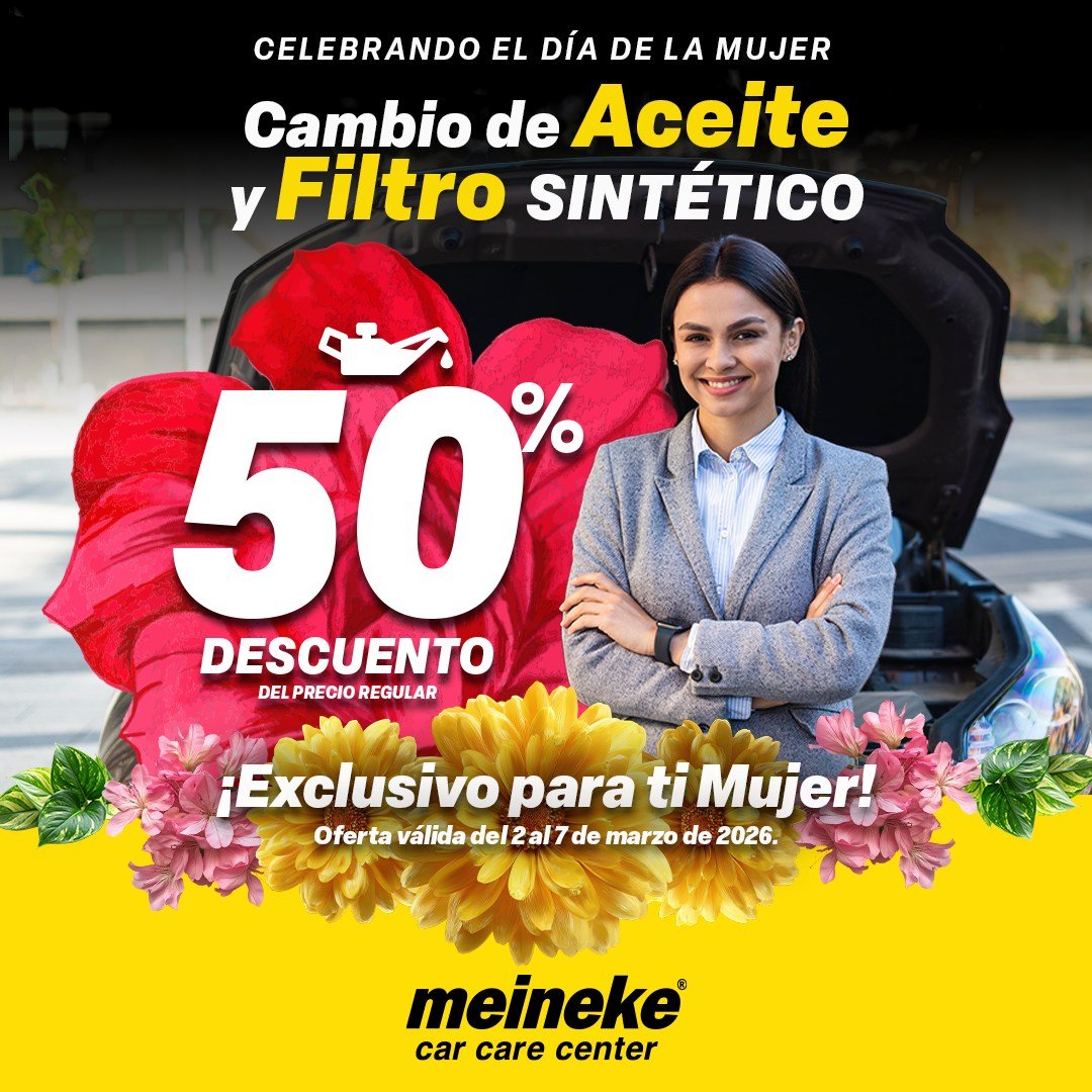 🚗💛 Semana de la Mujer en Meineke 💛🚗
&iexcl;Celebramos a las mujeres que mueven a Puerto Rico! 🇵🇷✨ 
Porque tu seguridad y el cuidado de tu auto tambi&eacute;n son prioridad, tenemos una oferta especial pensada para ti:
✨ 50% de descuento en Camb