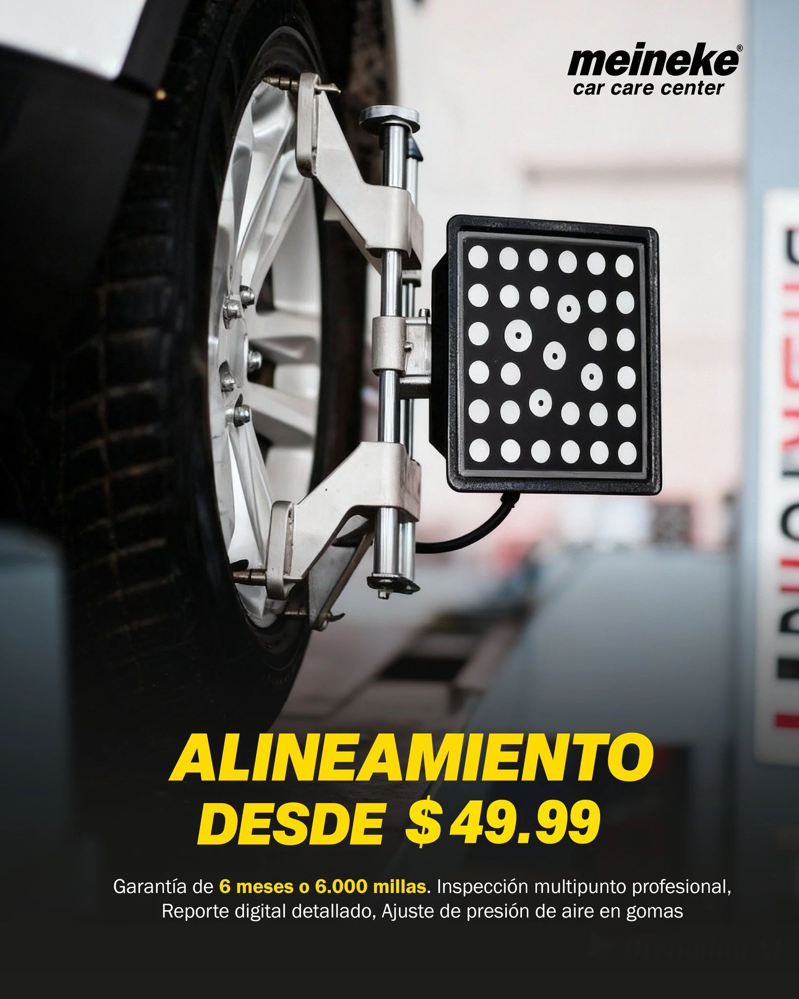 &iquest;Sientes que tu gu&iacute;a tira para un lado? 😅 Los hoyos no perdonan, pero en Meineke s&iacute;. Alinea tu auto hoy y cuida tus gomas. &iexcl;Seguridad total por solo $49.99! 🛠️✨
✅ 6 meses o 6,000 millas de garant&iacute;a.
✅ Incluye inspe