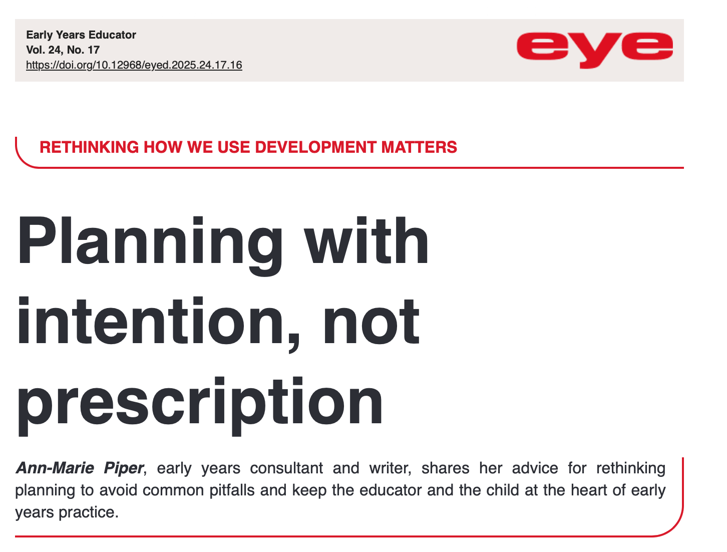 Rethinking Planning in Early Years Education 🌱