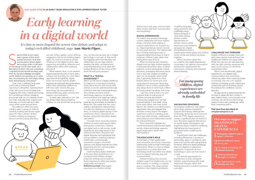 Early learning in a digital world… Teach Early Years Publication