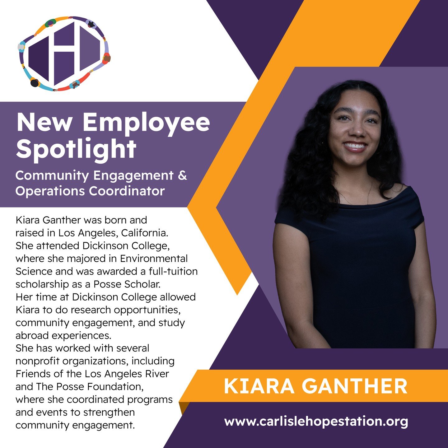 We want to welcome Kiara Ganther to the Hope Station Family as our new Community Engagement & Operations Coordinator!