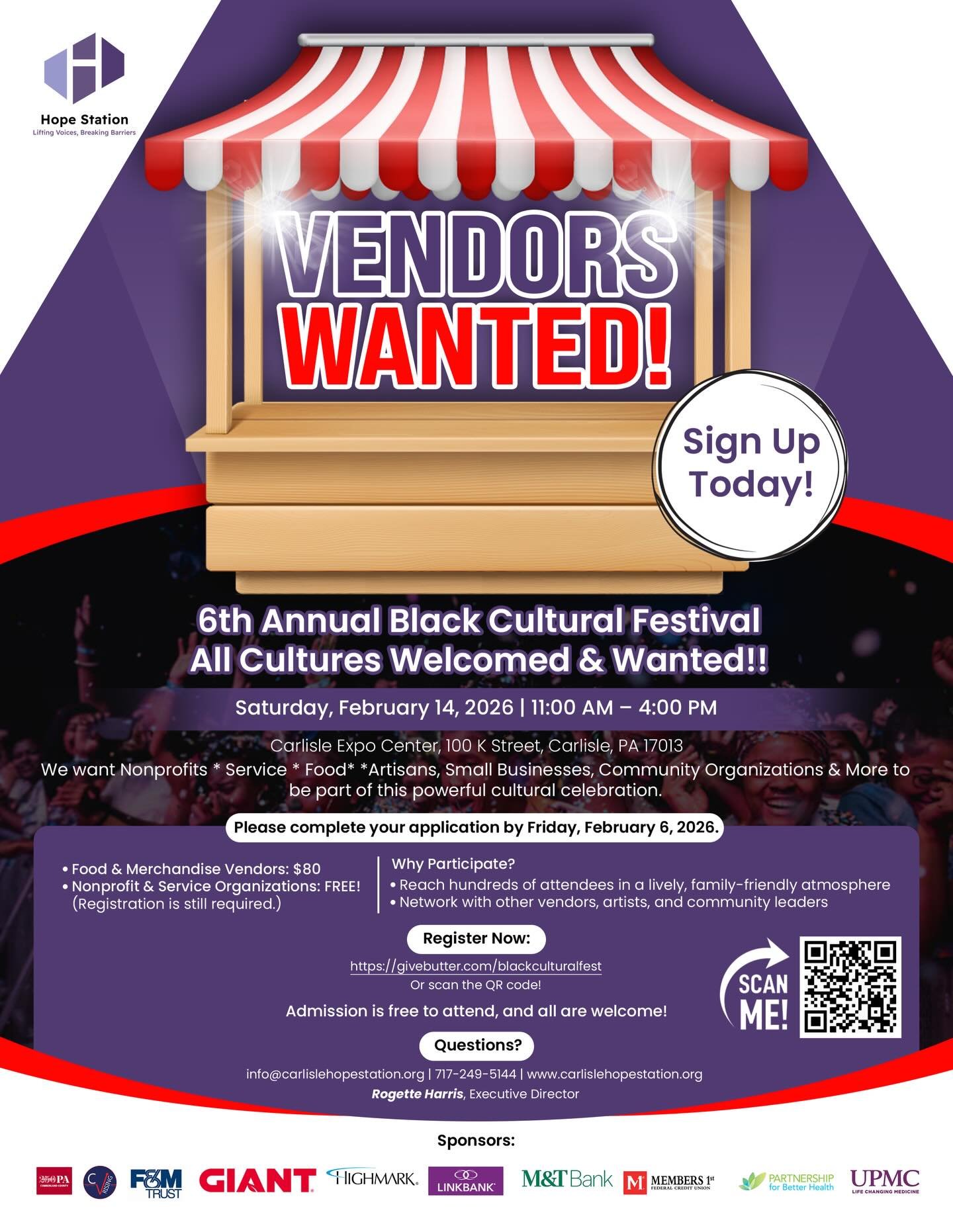 Sign up to be a vendor today at https://givebutter.com/blackculturalfest