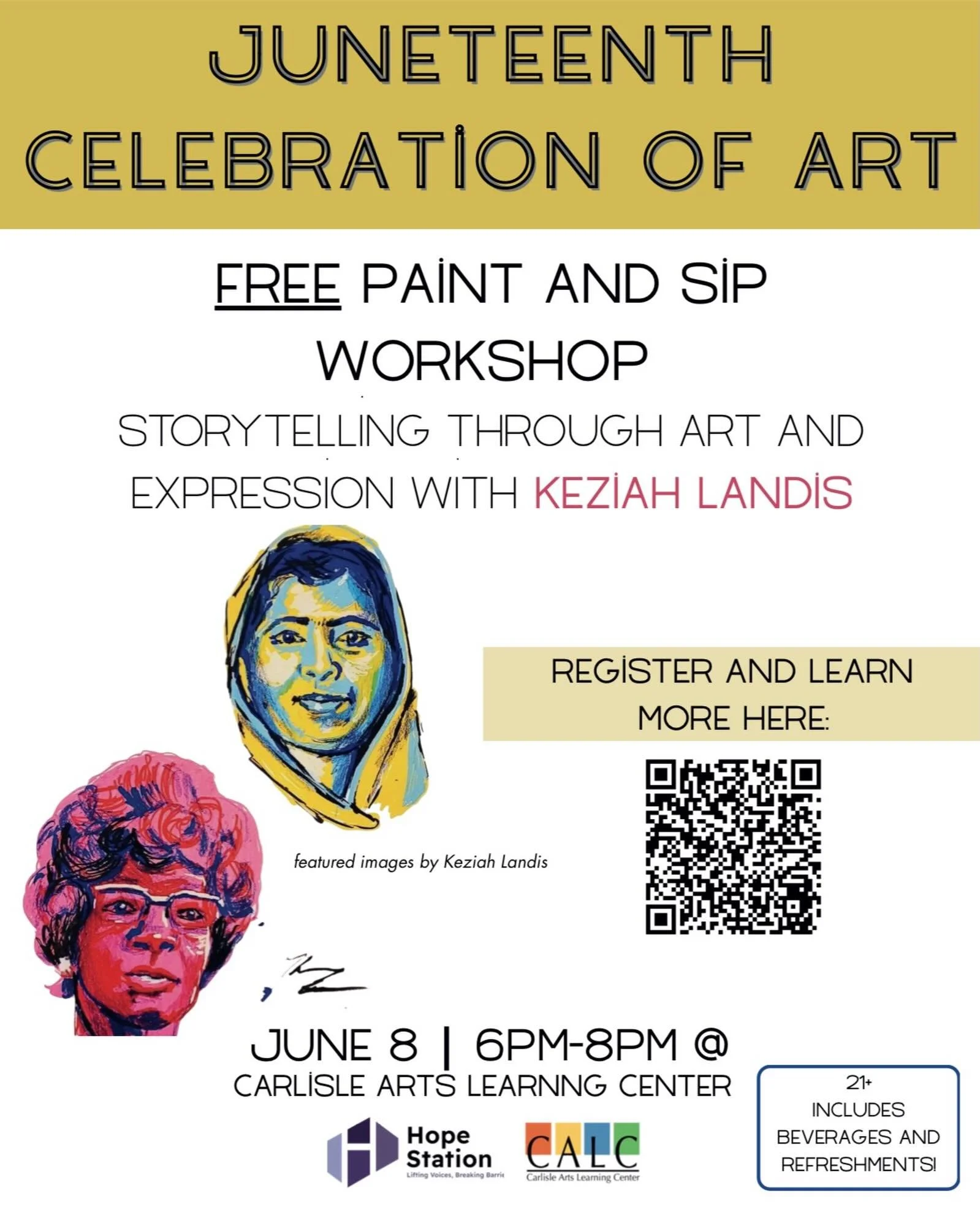 Celebrate creativity, culture, and community this Juneteenth with Hope Station and CALC! 🎨🫟🖌️

We&rsquo;re excited to partner with CALC for a special Paint &amp; Sip Workshop led by the talented Keith Landis. Join us on June 8th from 6-8PM at Carl