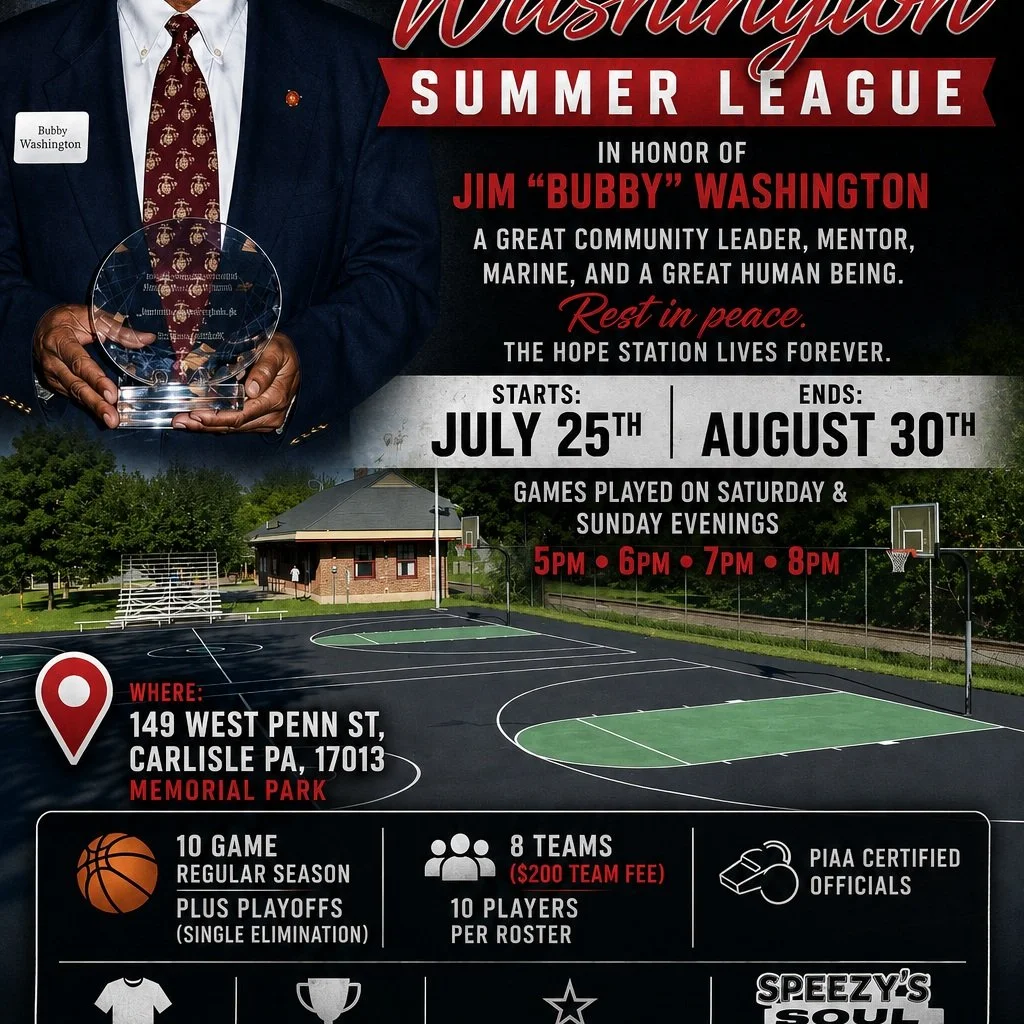 Hope Station is proud to support and be a sponsor for the Bubby Washington Summer League and honor the legacy of Jim &ldquo;Bubby&rdquo; Washington&mdash;a community leader, mentor, Marine, and champion for our youth and community.

At Hope Station, 