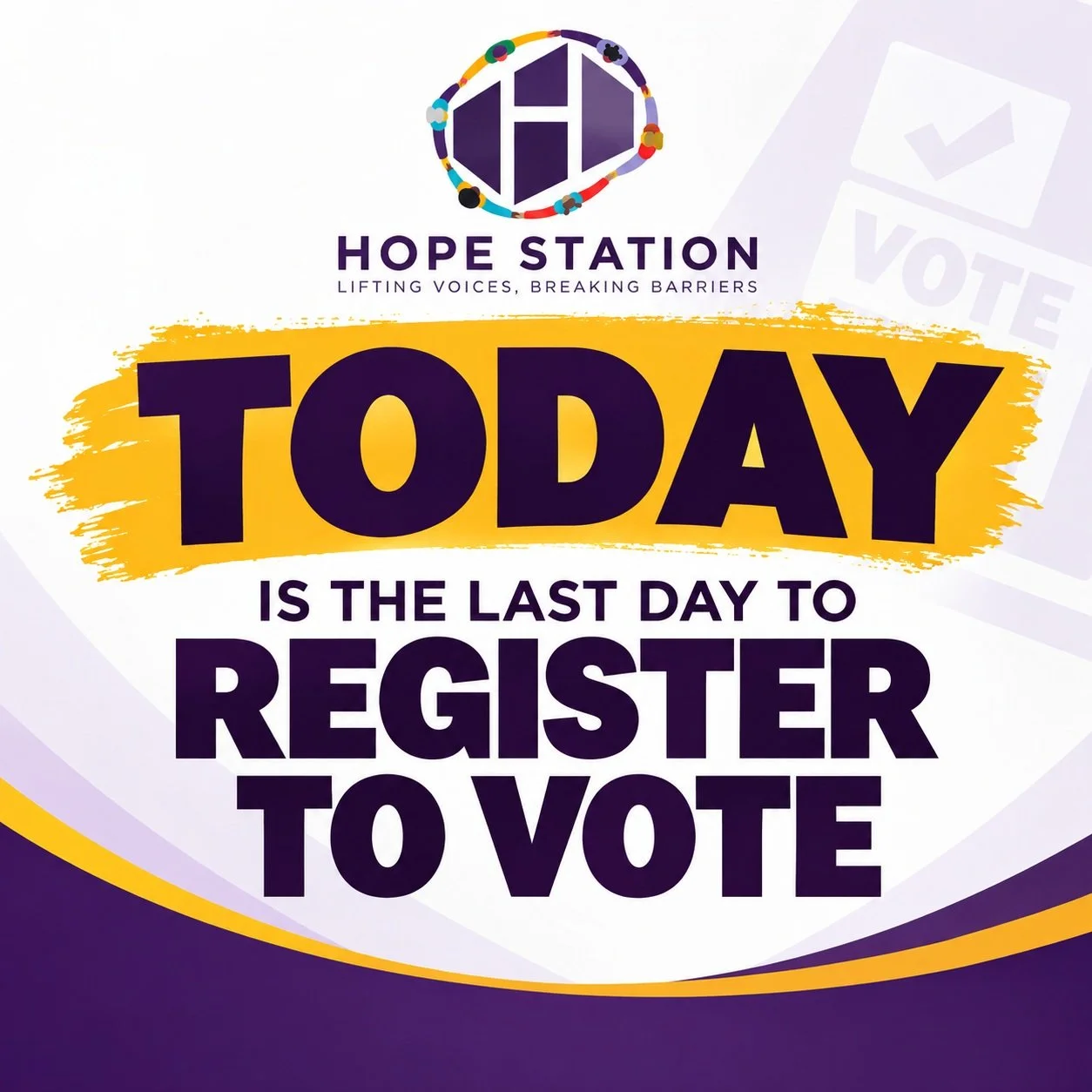 Today, Monday, October 19, is the LAST DAY to register to vote or update your voter registration for the November 3, 2026 General Election!

✅ Register to vote
✅ Update your name or address
✅ Check your voter registration status

Register today at: h