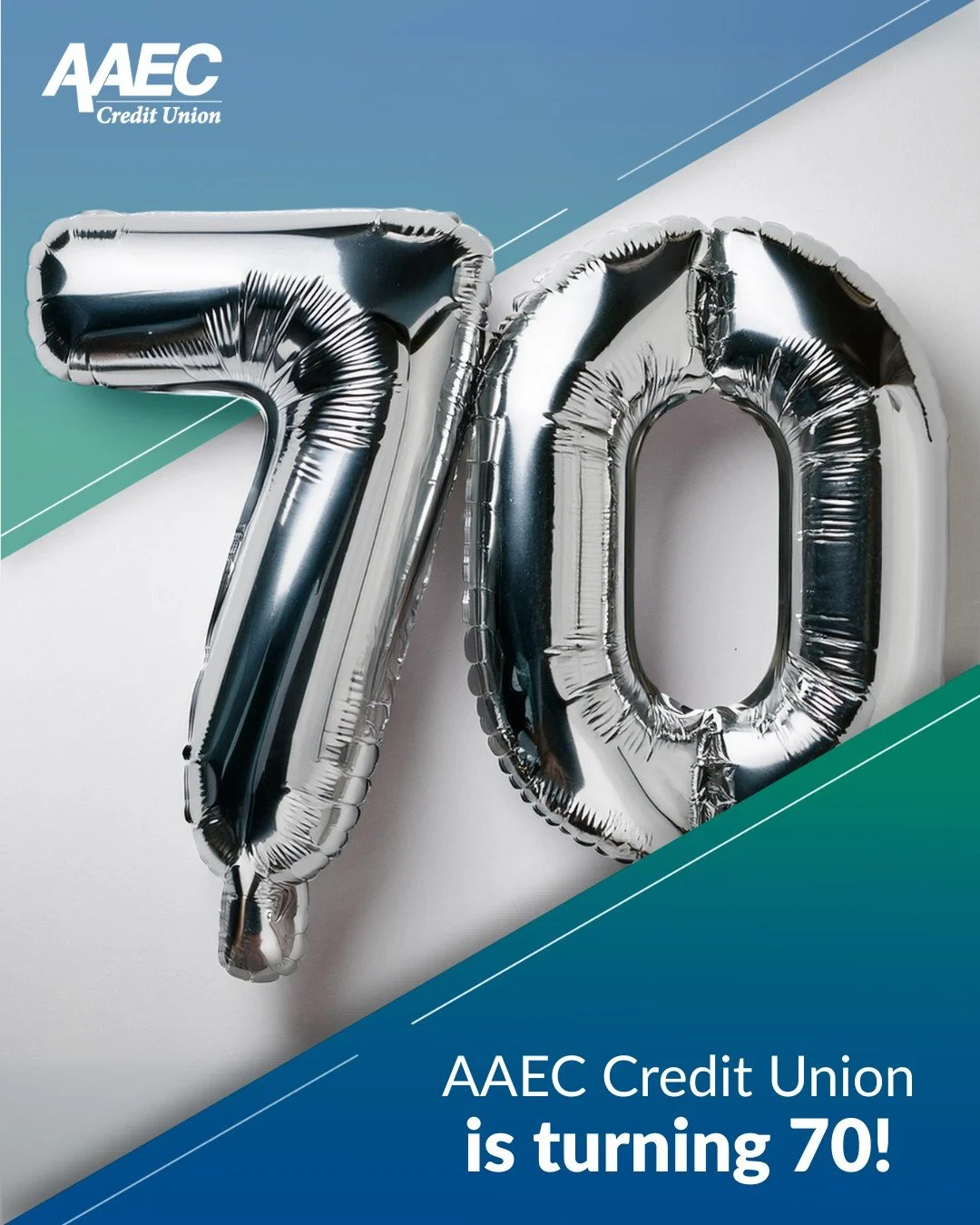 AAEC Credit Union is turning 70! 🎂

🤩 To celebrate this incredible milestone, we&rsquo;re offering special Personal Loans starting as low as 7.0% APR* for up to 2 years! 

For seven decades, we&rsquo;ve been helping our members move forward, and th
