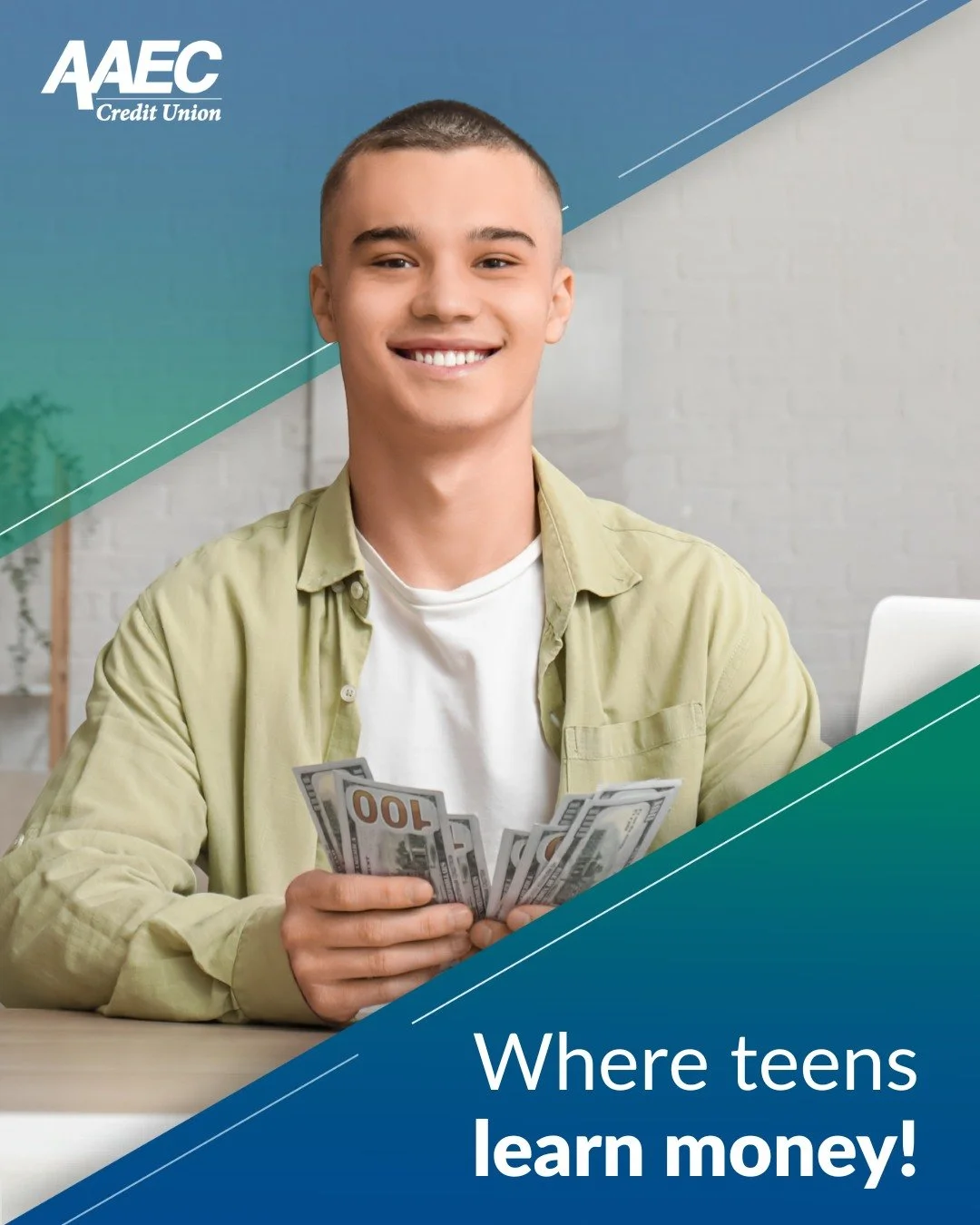 Level up your teen's financial game! 💰🌟

The AAEC Credit Union Teen Account (ages 13-18) isn't just a piggy bank&mdash;it's a launchpad for financial independence. 🚀

Why they'll love it (and you will too): 

💥 The Full Toolkit: Includes a free d